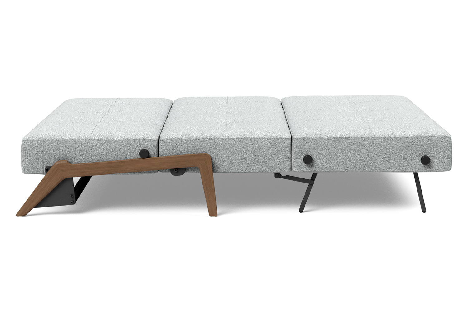 Innovation Living Cubed Queen Size Sofa Bed with Dark Wood Legs - 538 Melange Light Gray