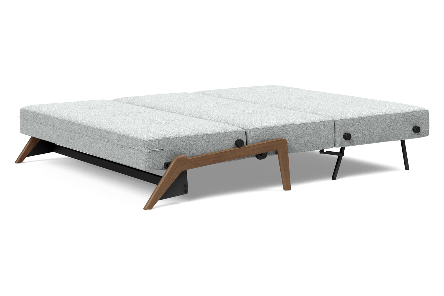 Innovation Living Cubed Queen Size Sofa Bed with Dark Wood Legs - 538 Melange Light Gray