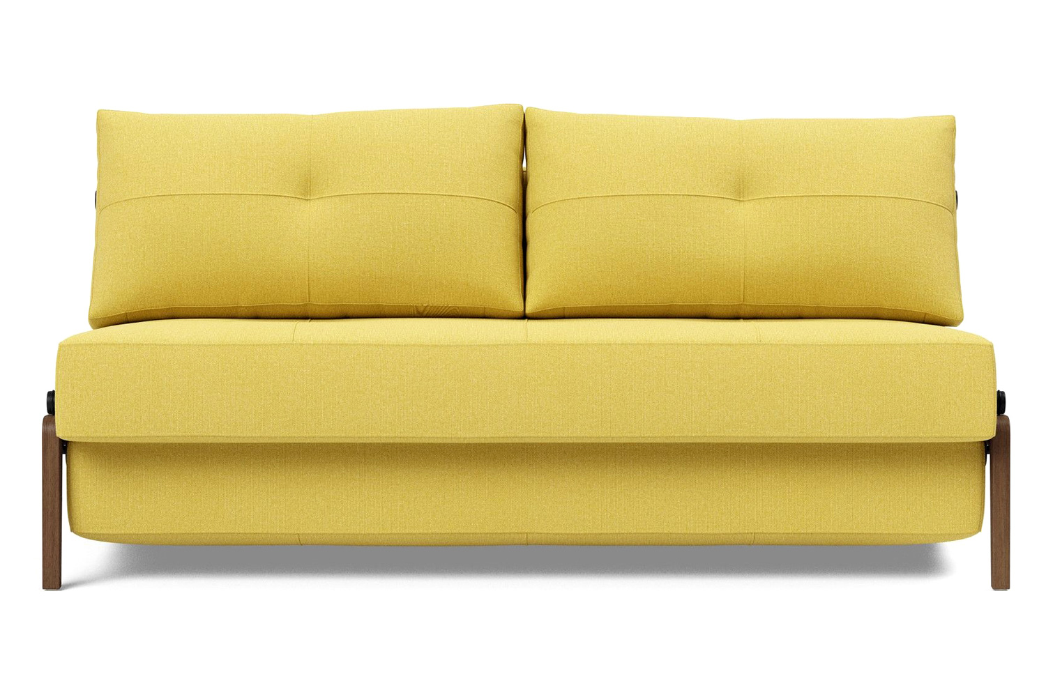 Innovation Living Cubed Queen Size Sofa Bed with Dark Wood Legs - 554 Soft Mustard Flower
