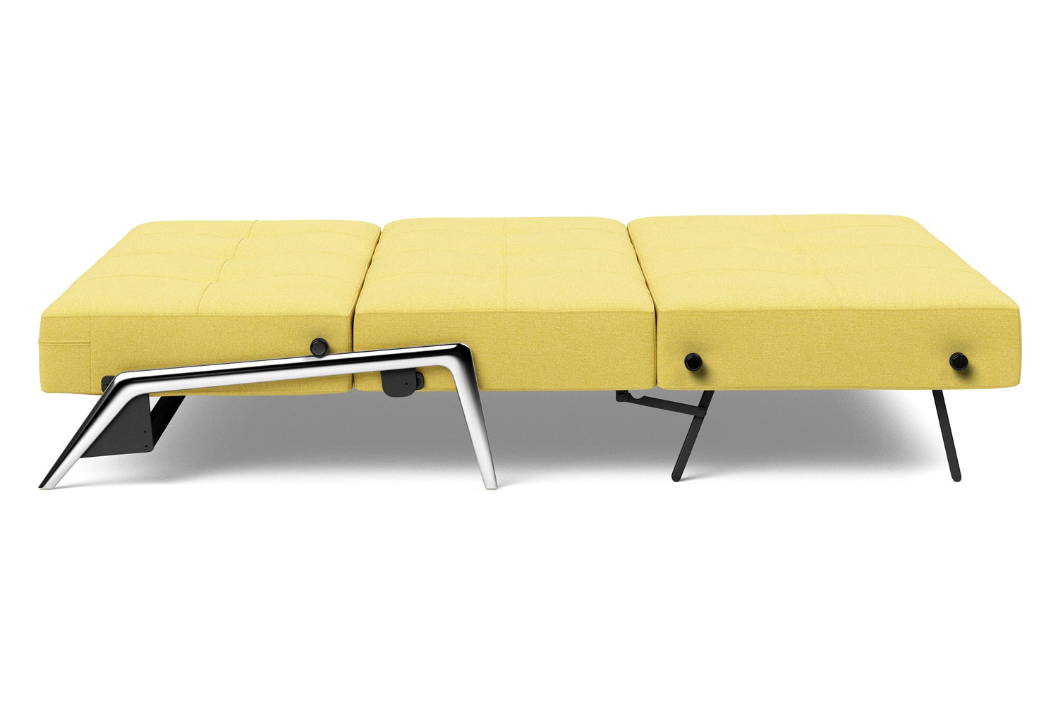 Innovation Living Cubed Queen Size Sofa Bed with Alu Legs - 554 Soft Mustard Flower