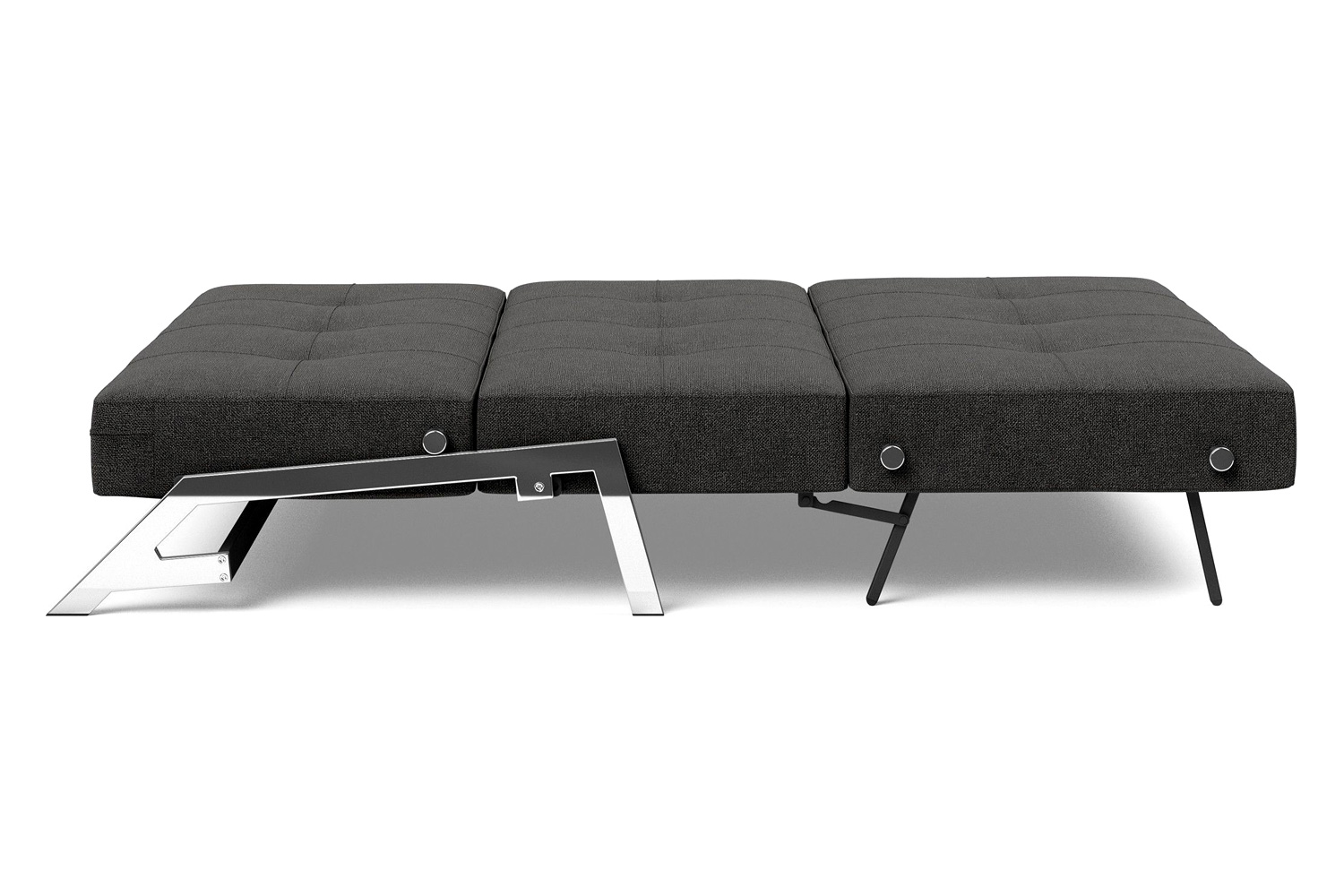 Innovation Living Cubed Queen Size Sofa Bed with Chrome Legs - 577 Kenya Dark Gray