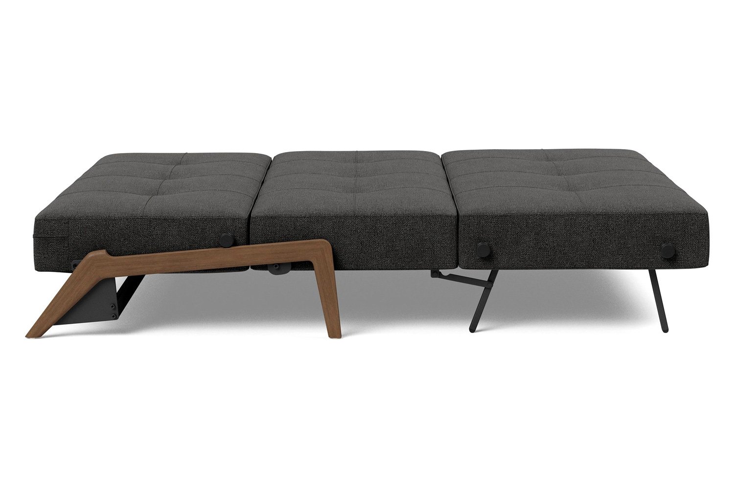 Innovation Living Cubed Queen Size Sofa Bed with Dark Wood Legs - 577 Kenya Dark Gray