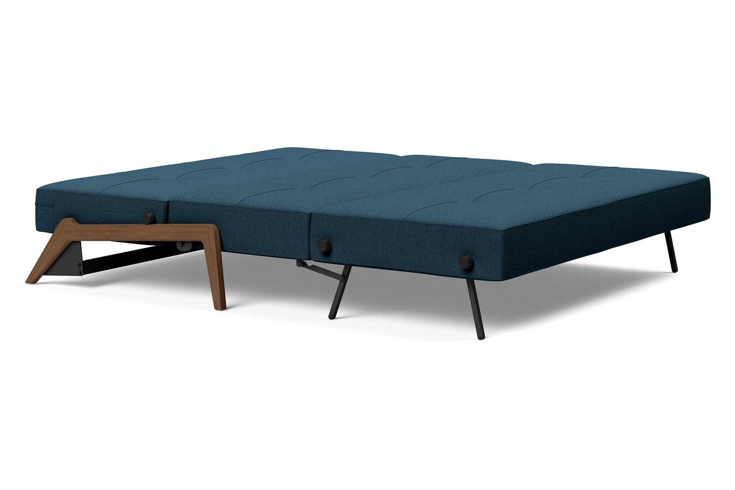 Innovation Living Cubed Queen Size Sofa Bed with Dark Wood Legs - 580 Argus Navy Blue