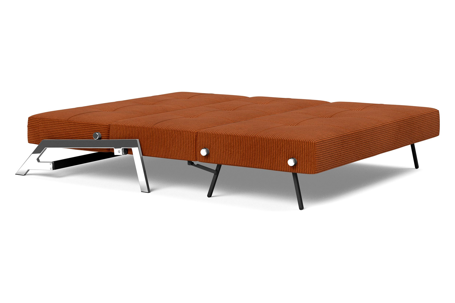 Innovation Living Cubed Queen Size Sofa Bed with Chrome Legs - 595 Corduroy Burnt Orange