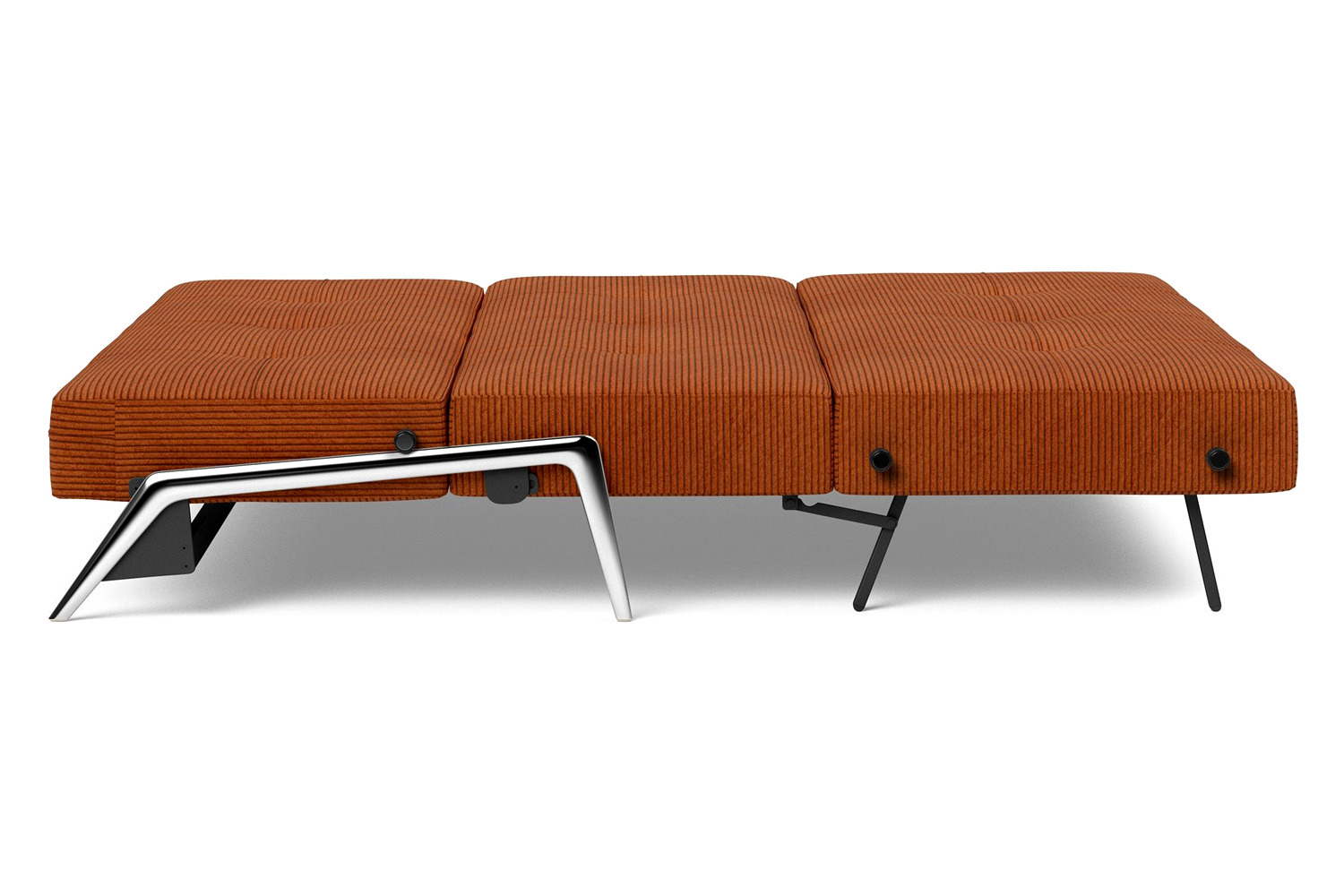 Innovation Living Cubed Queen Size Sofa Bed with Alu Legs - 595 Corduroy Burnt Orange