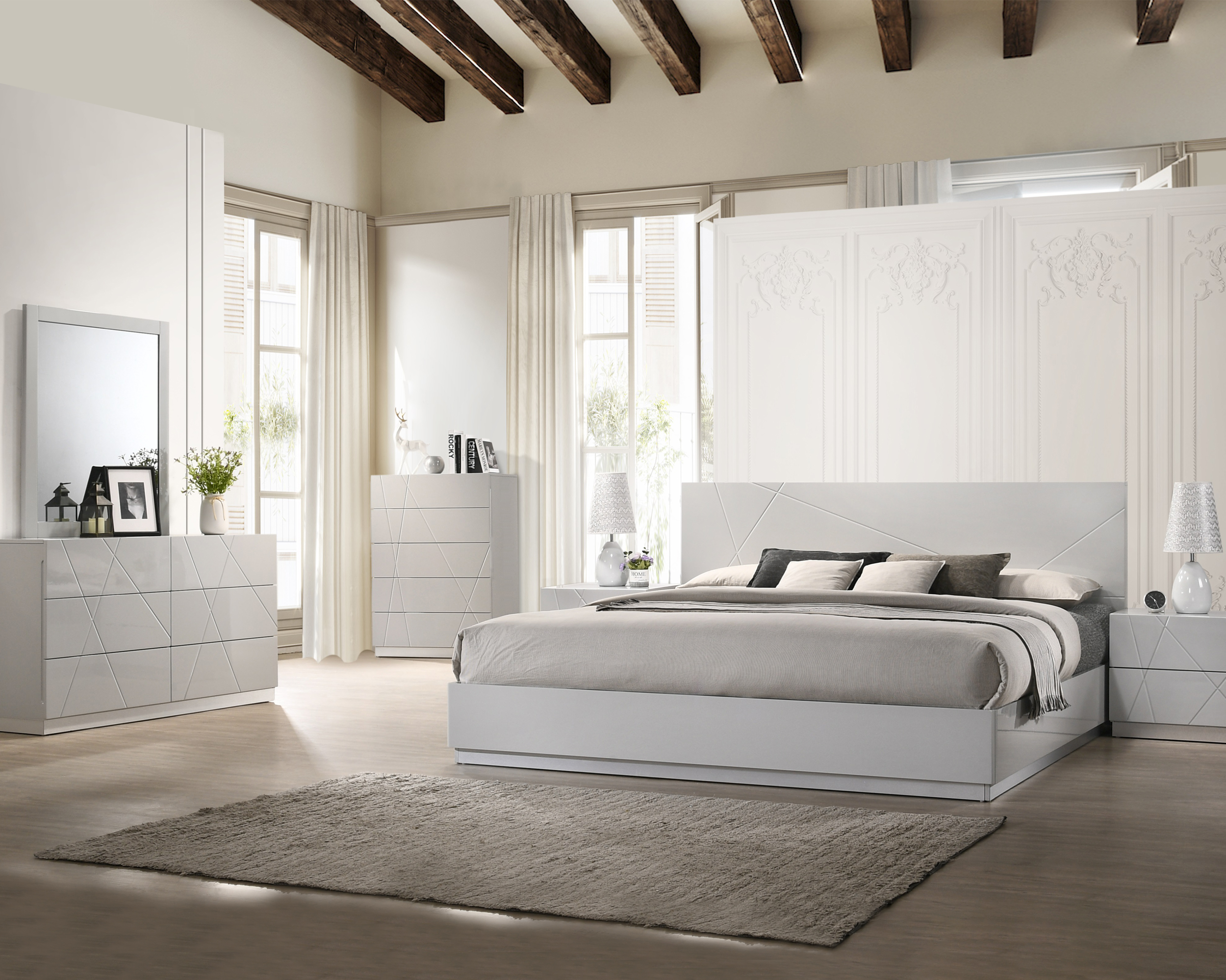J&M Naples Queen Bed - Gray