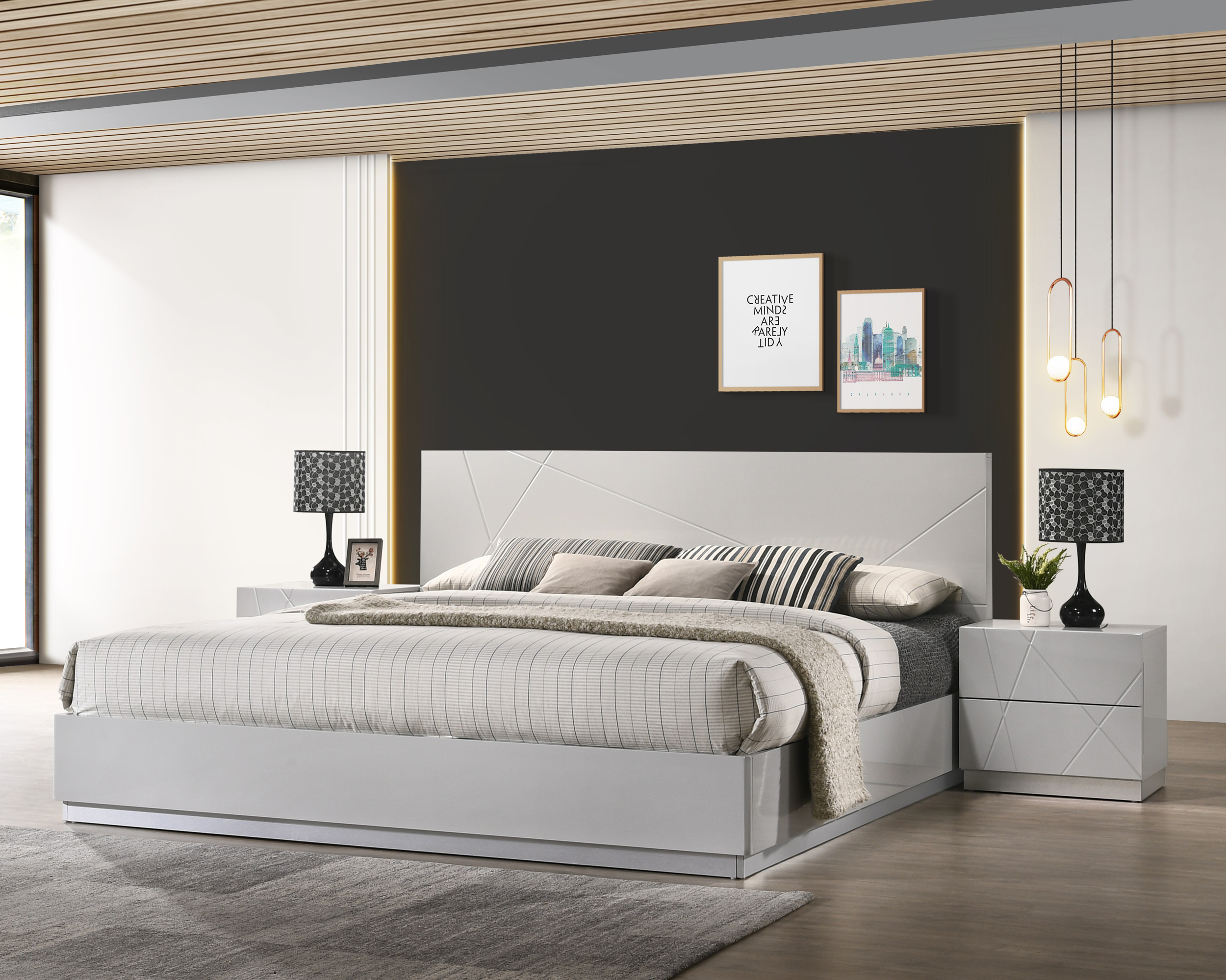 J&M Naples Queen Bed - Gray