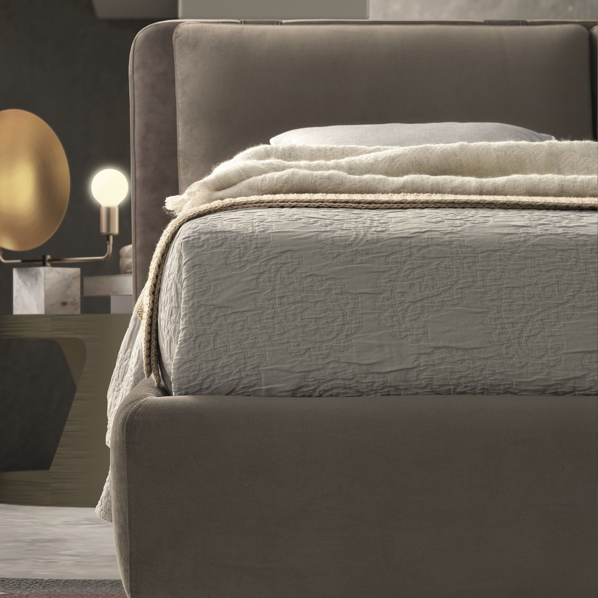 J&M Cortina Queen Bed - Taupe