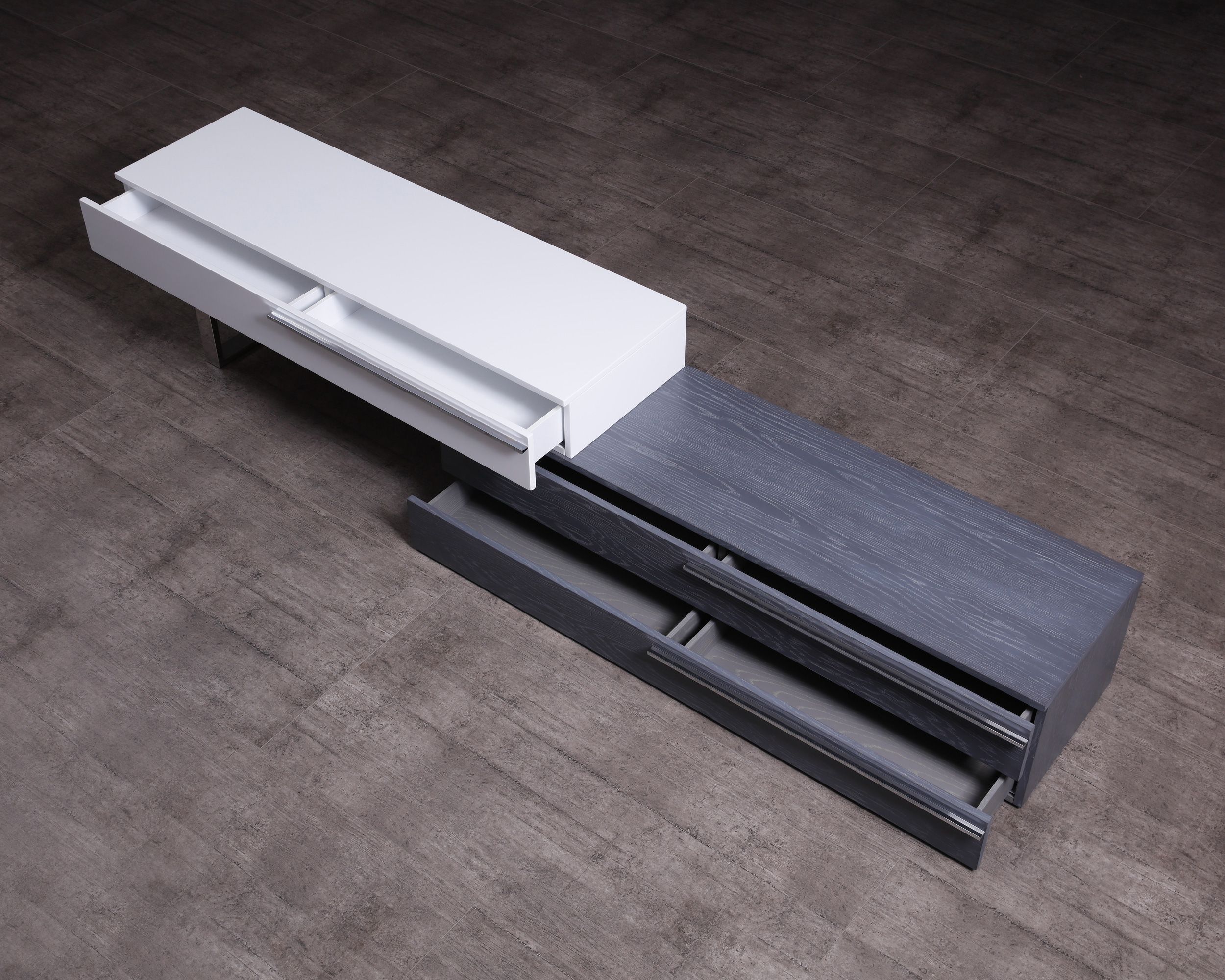 J&M Hudson TV Base - Gray/White