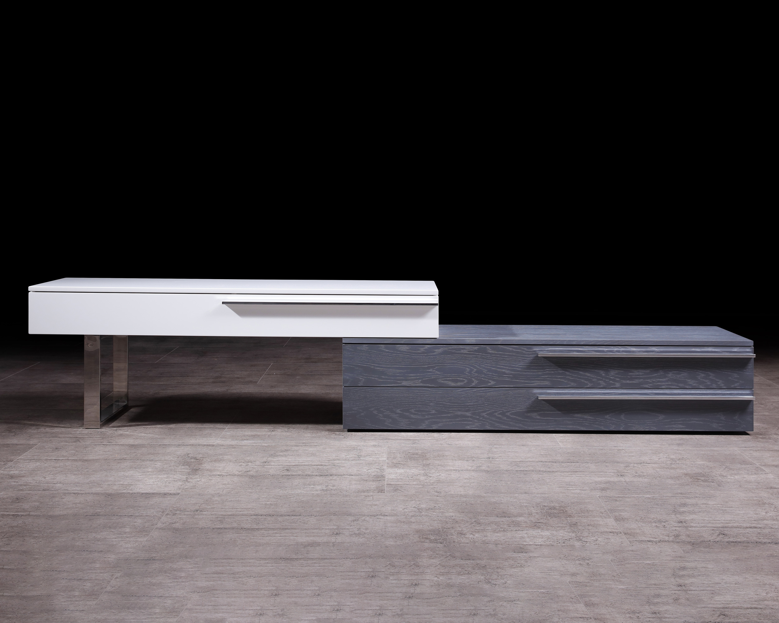 J&M Hudson TV Base - Gray/White