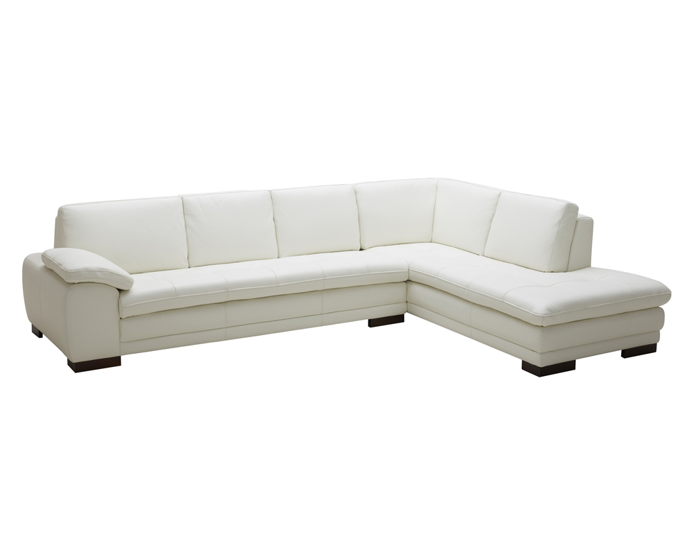 J&M 625 Italian Leather Sectional - Right Hand Facing, White