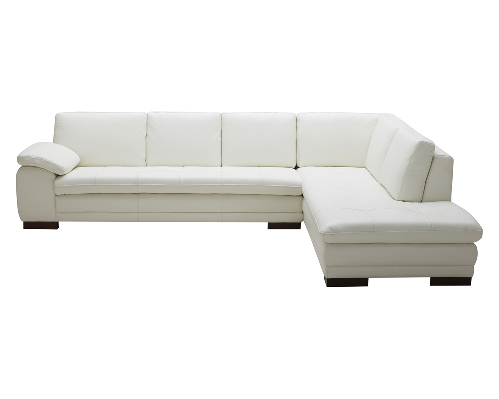 J&M 625 Italian Leather Sectional - Right Hand Facing, White