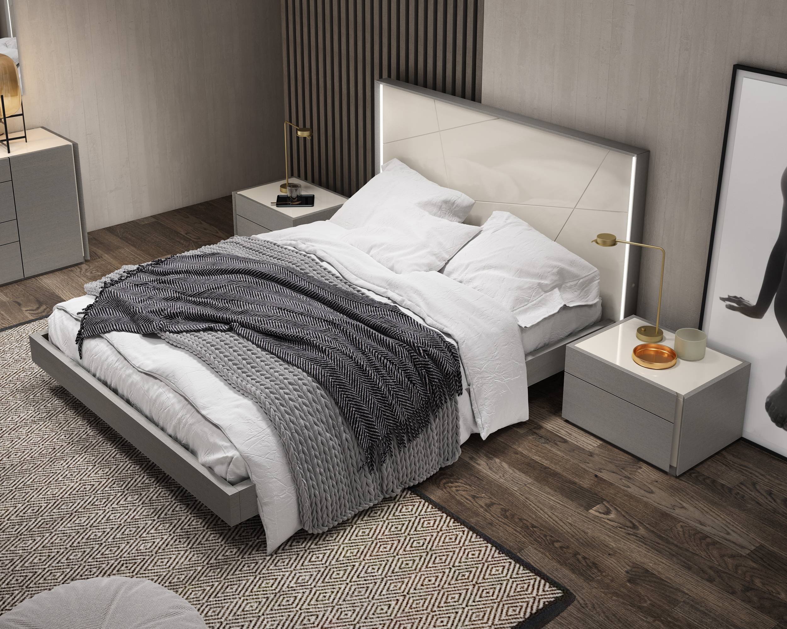 J&M Sintra King Bed - Gray