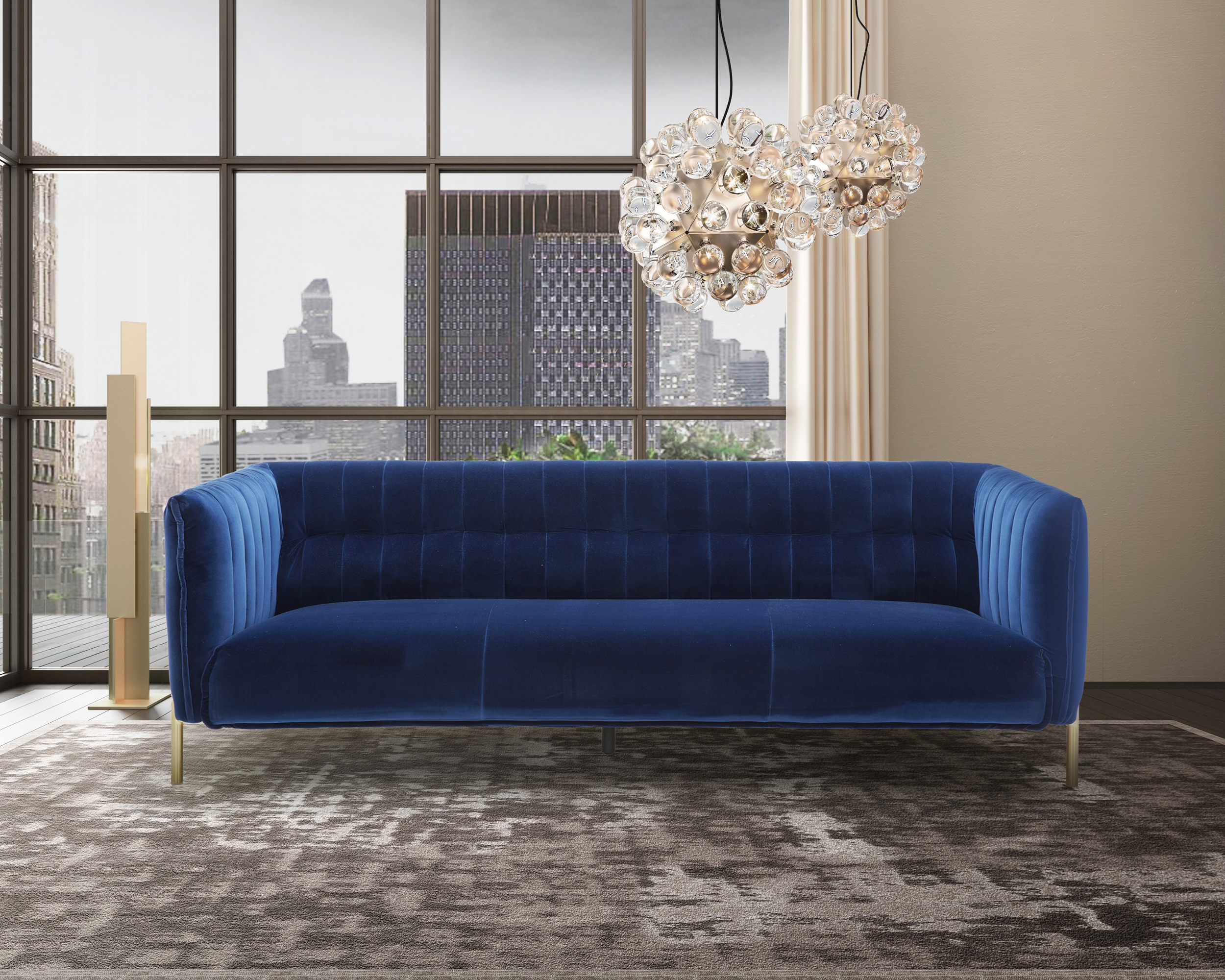 J&M Deco Sofa - Blue, Fabric