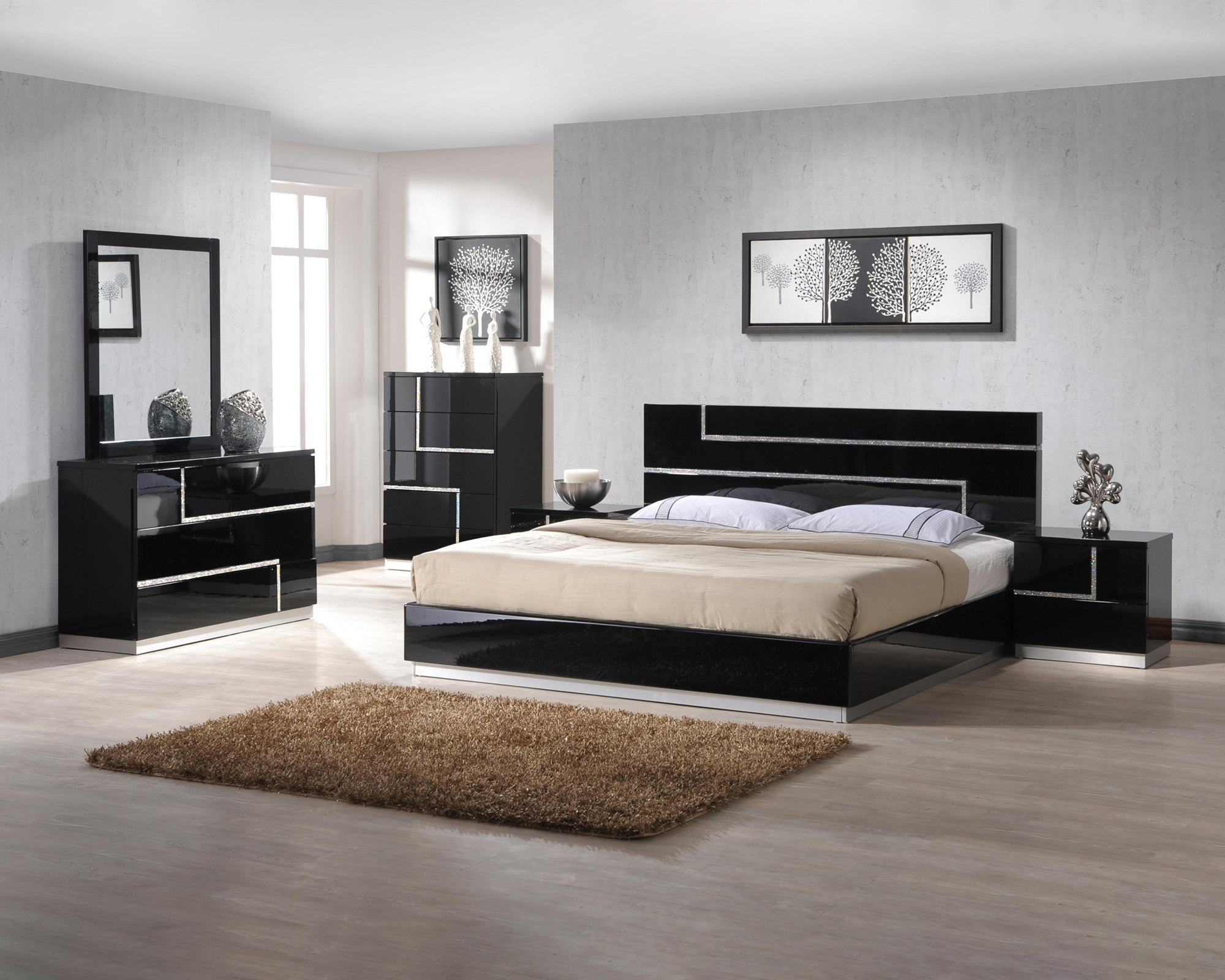 J&M Lucca Nightstand - Left Facing, Black