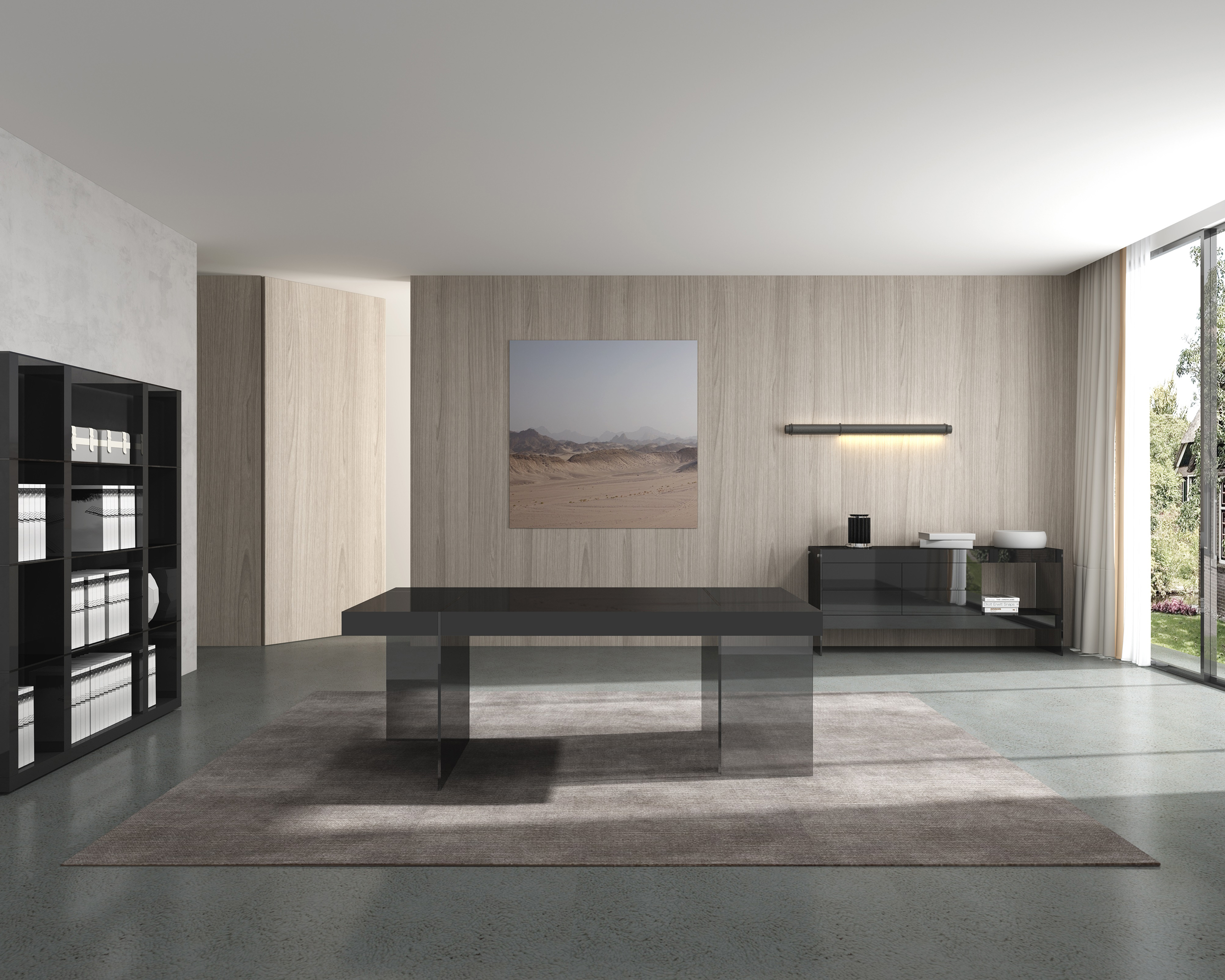 J&M Cloud Modern Dining Table - Gray, High Gloss