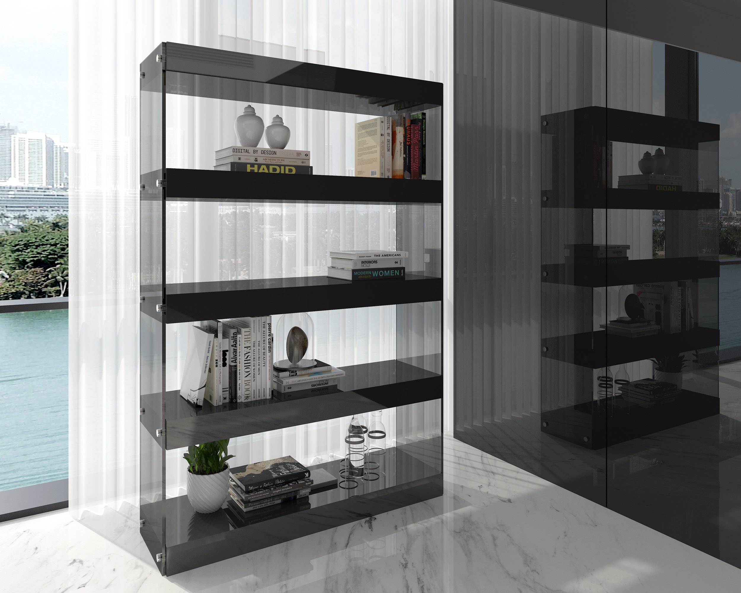 J&M Cloud Curio Unit - Gray, High Gloss