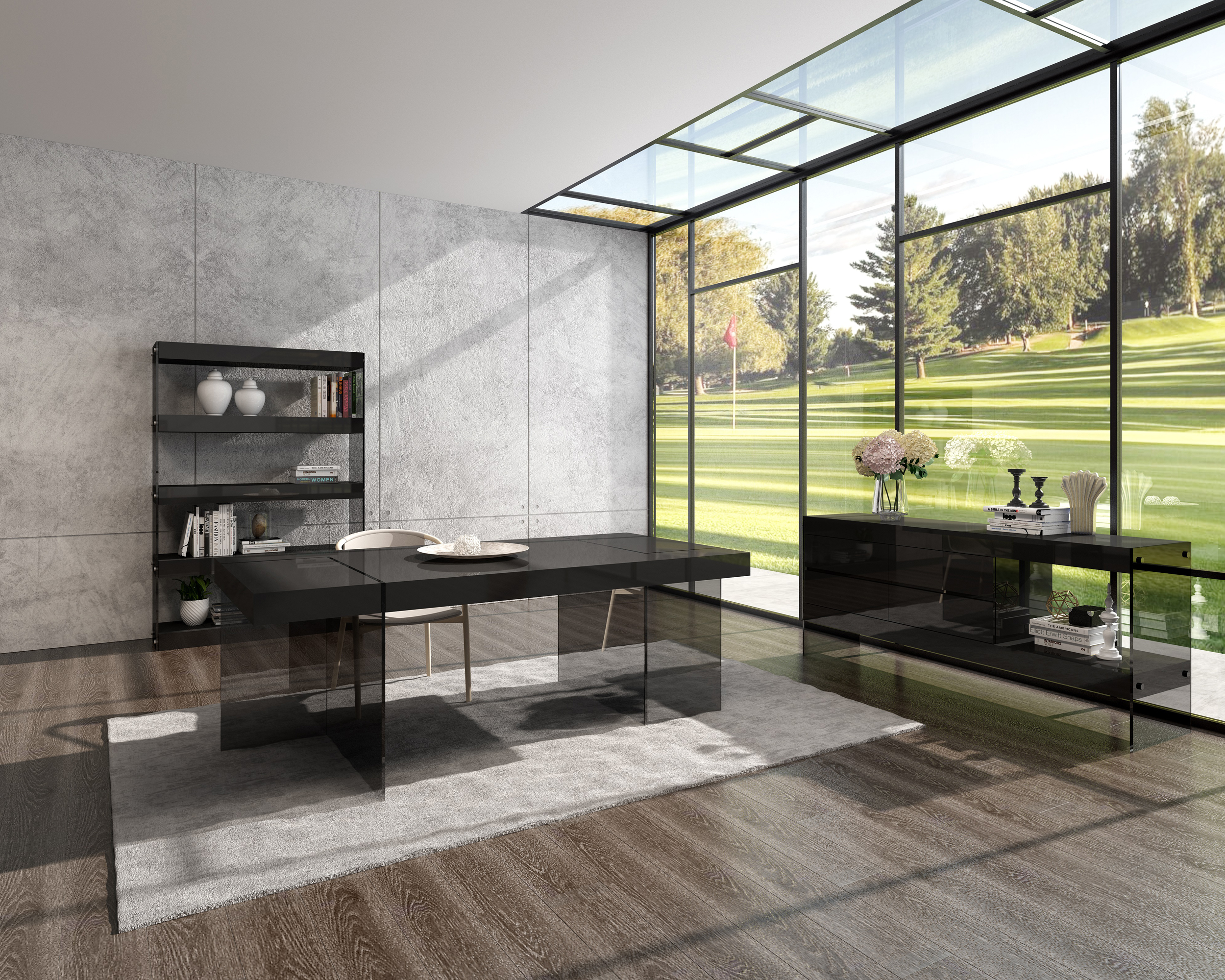 J&M Cloud Curio Unit - Gray, High Gloss