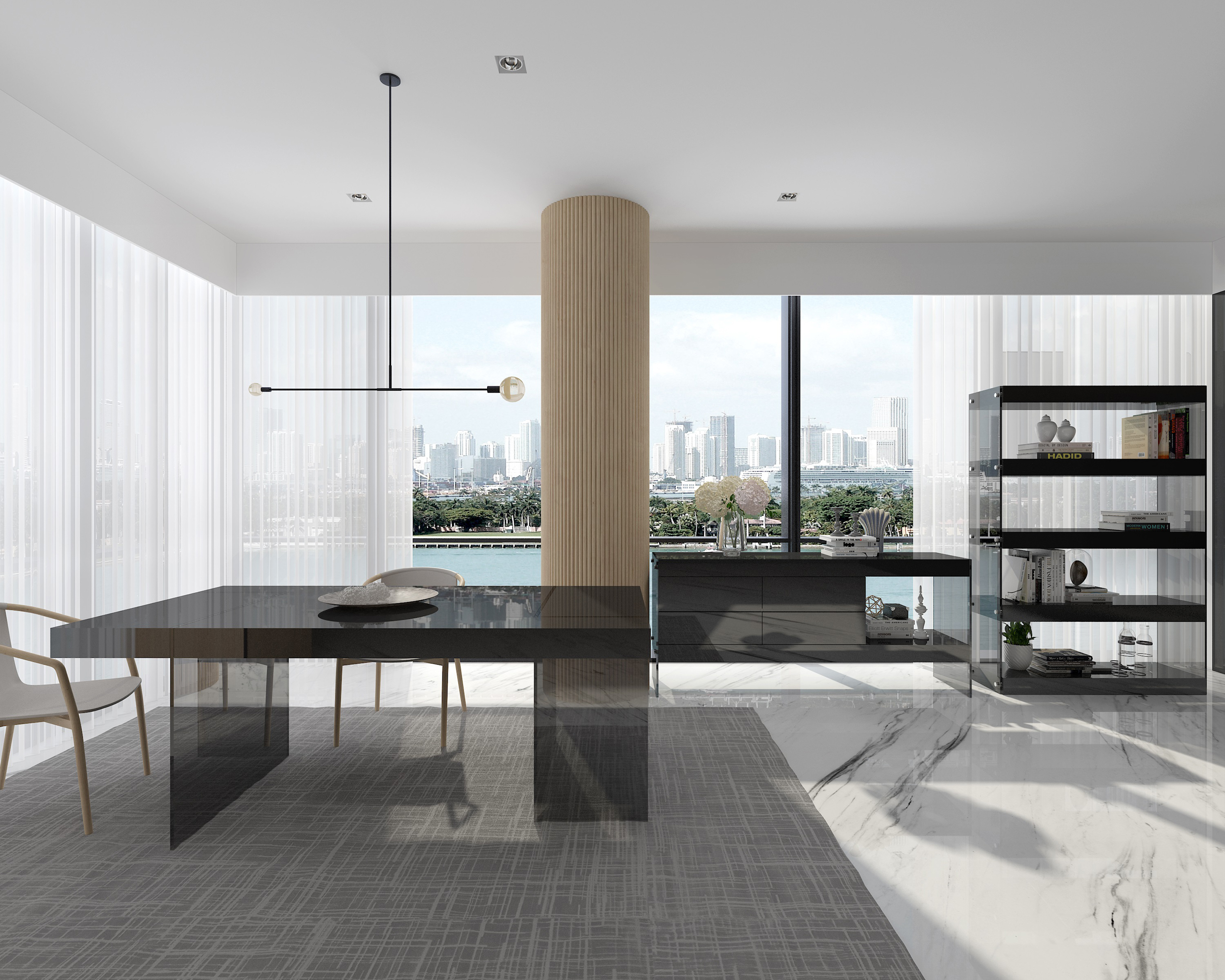 J&M Cloud Curio Unit - Gray, High Gloss