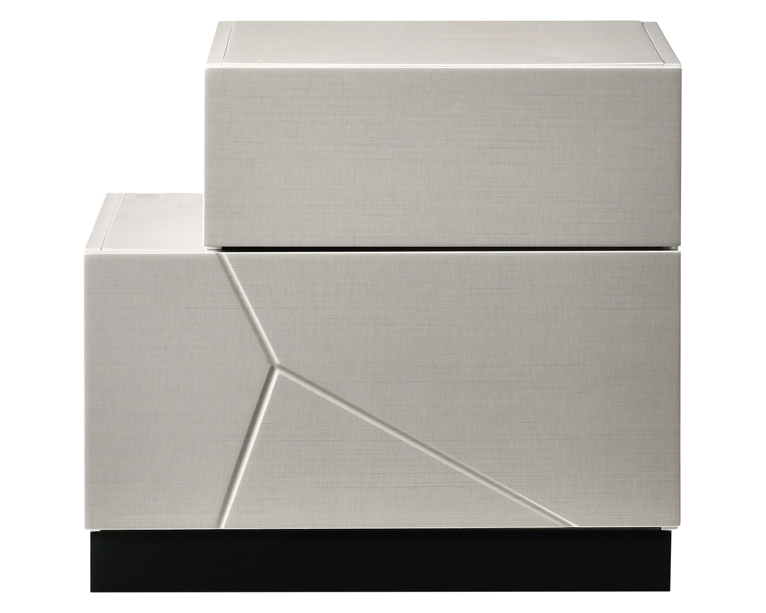 J&M Turin Nightstand - Left Facing, Light Gray/Black