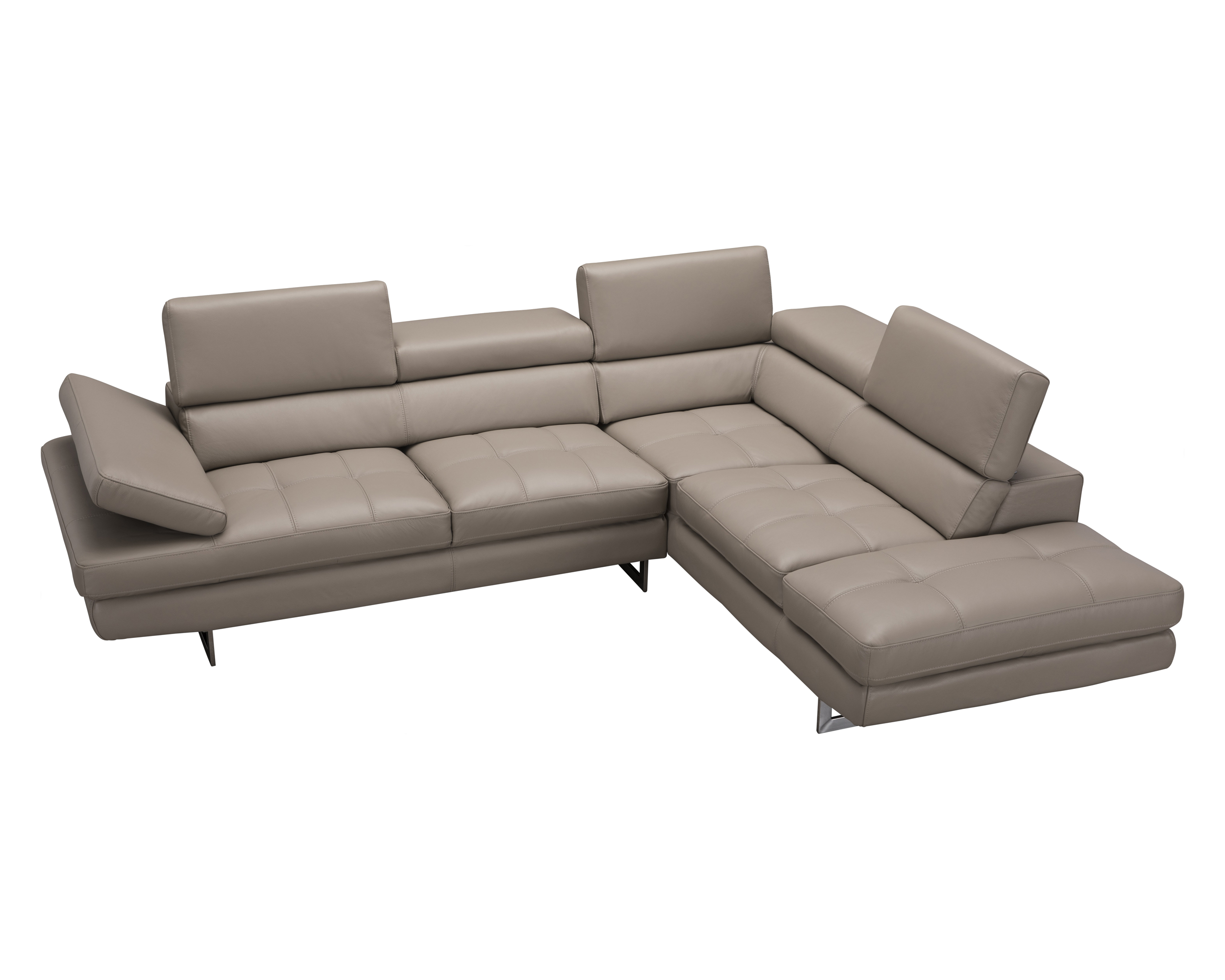 J&M A761 Italian Leather Sectional - Right Hand Facing, Peanut