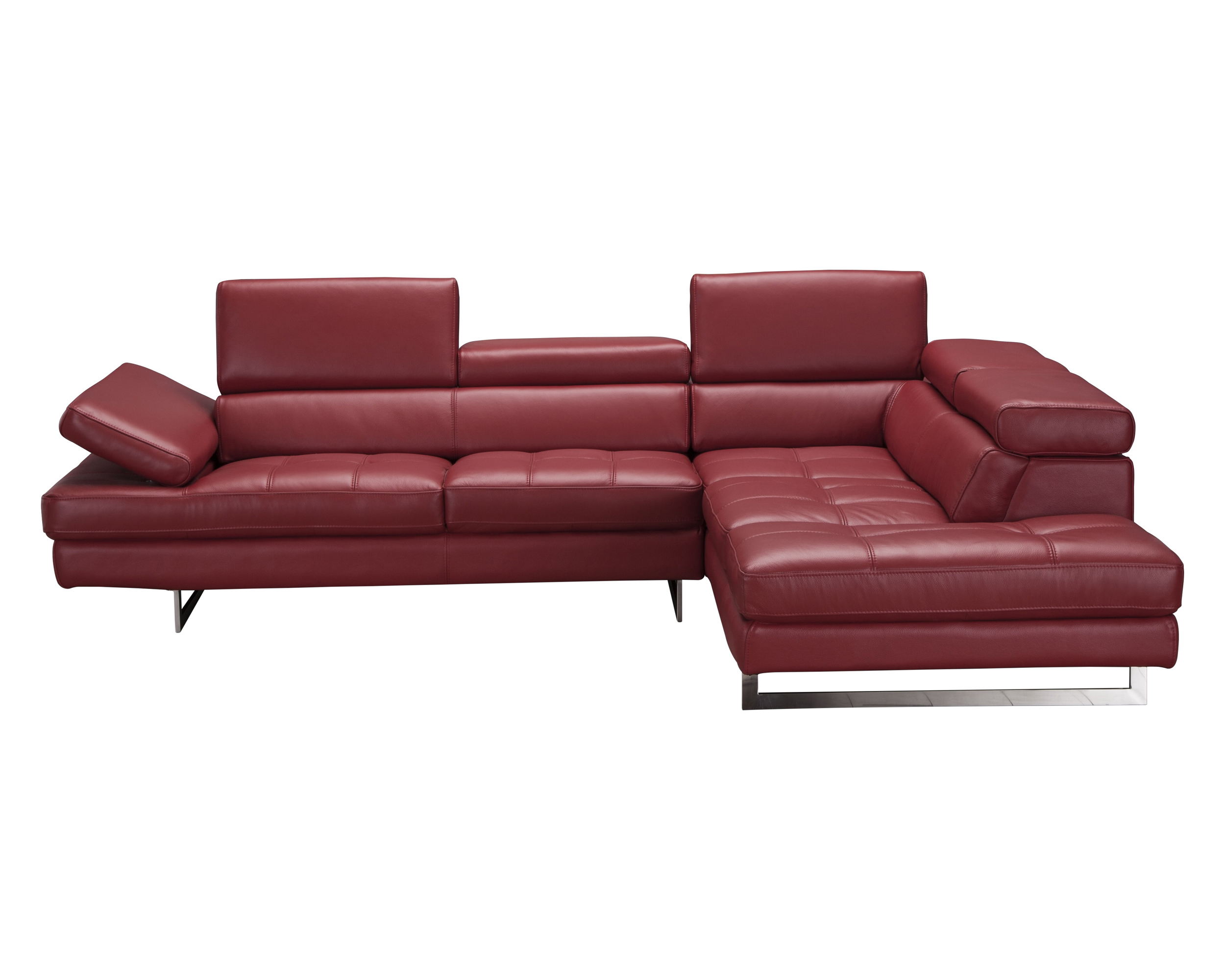 J&M A761 Italian Leather Sectional - Right Hand Facing, Red