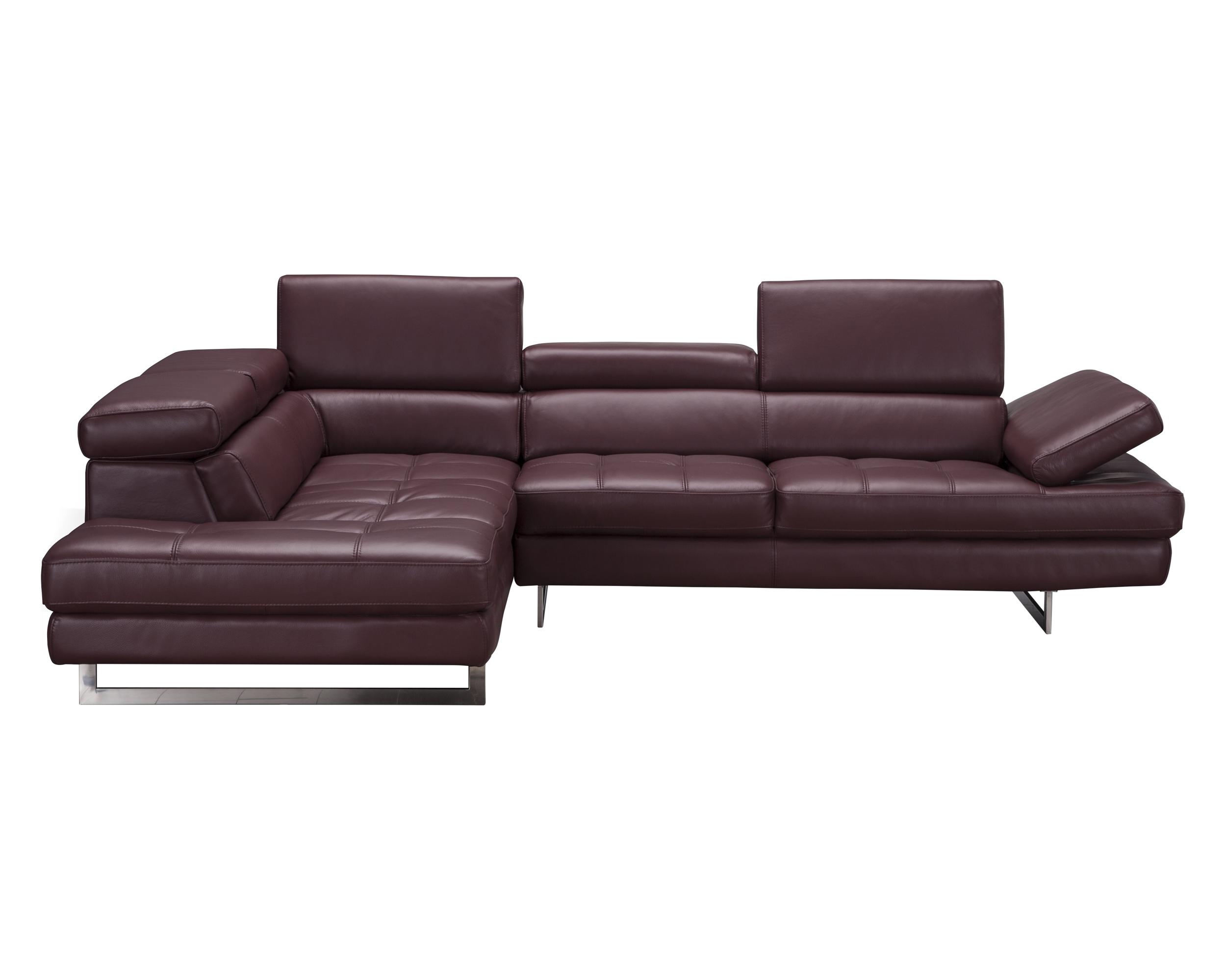 J&M A761 Italian Leather Sectional - Left Hand Facing, Maroon