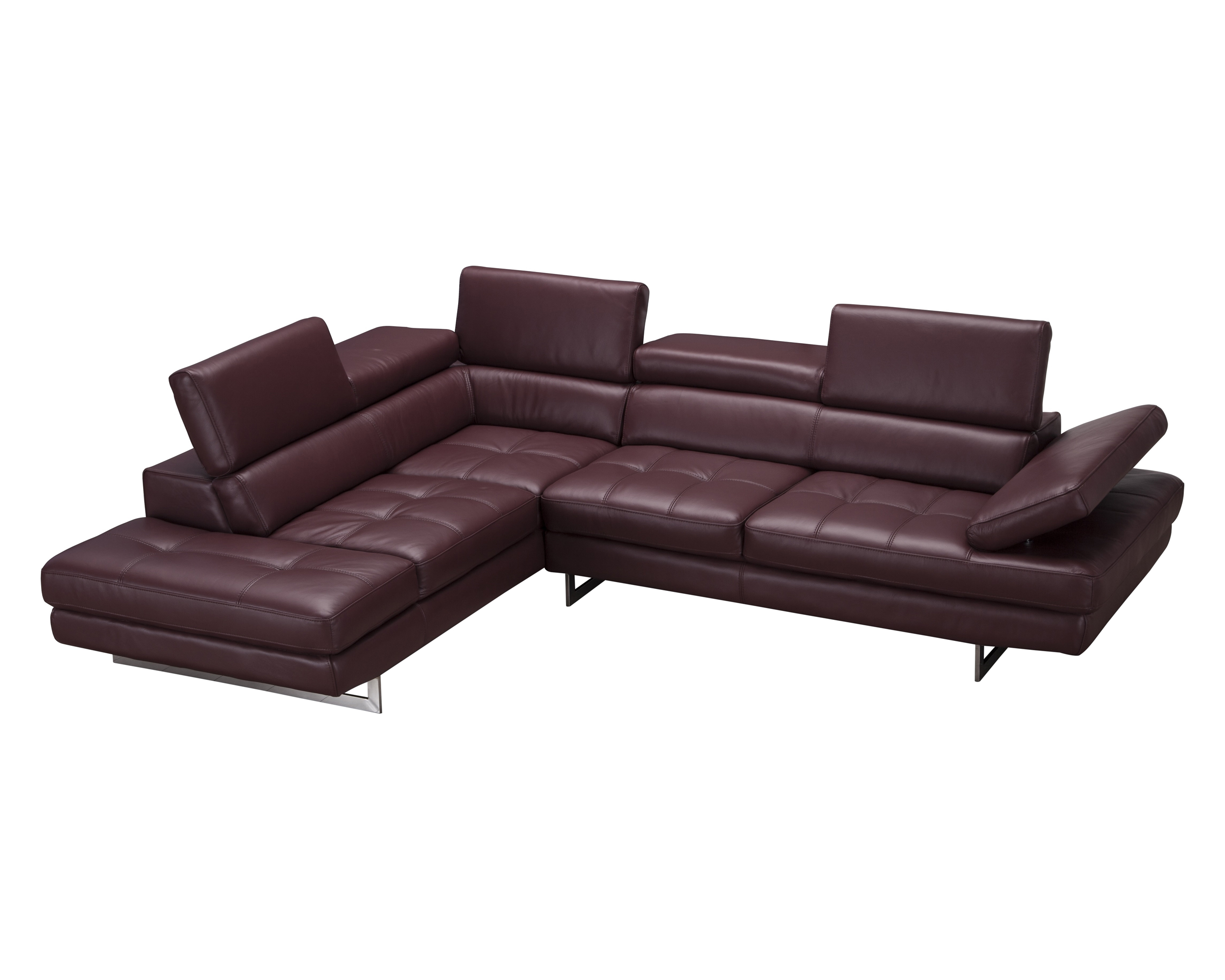 J&M A761 Italian Leather Sectional - Left Hand Facing, Maroon
