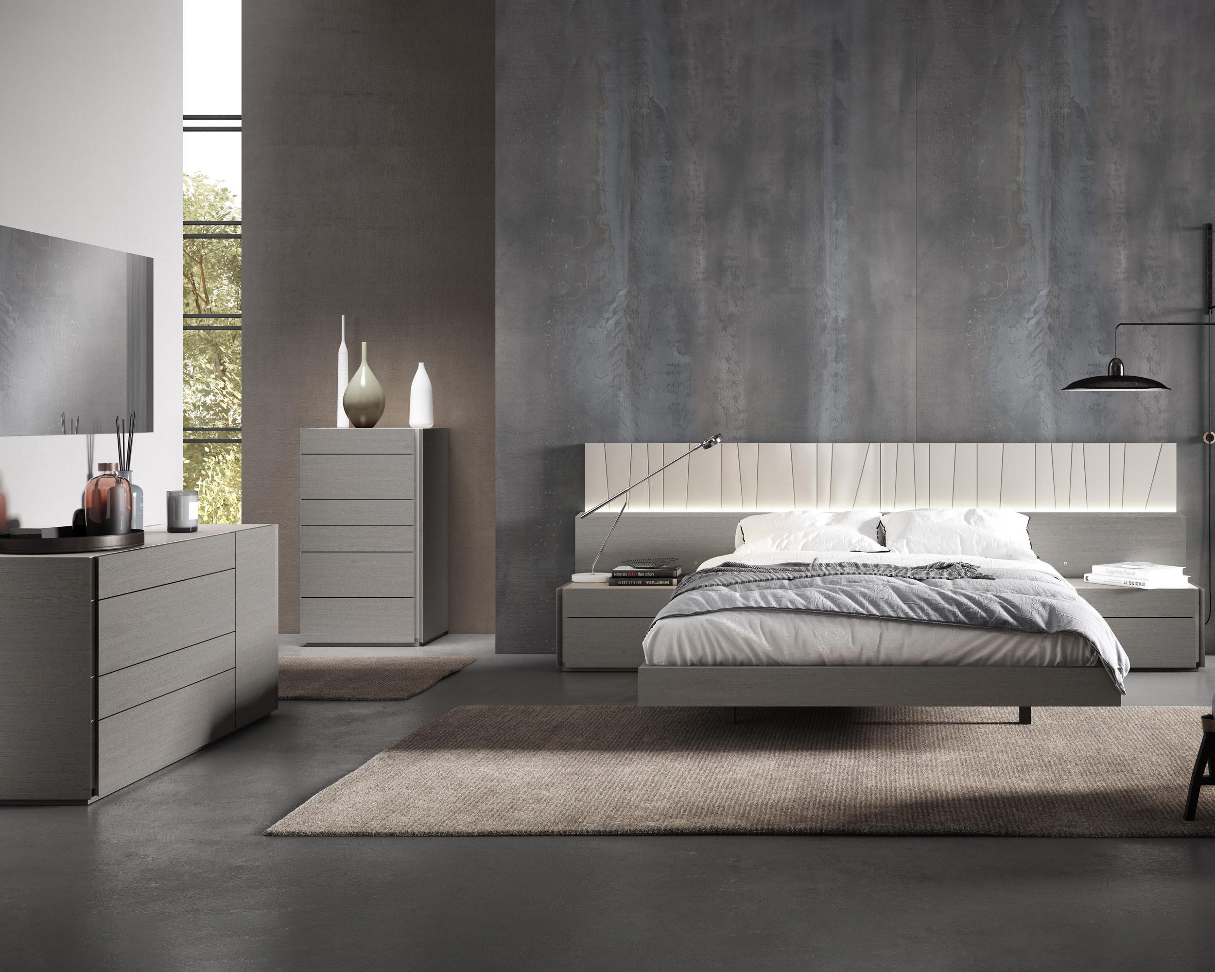 J&M Porto Nightstand - Right Facing, Gray