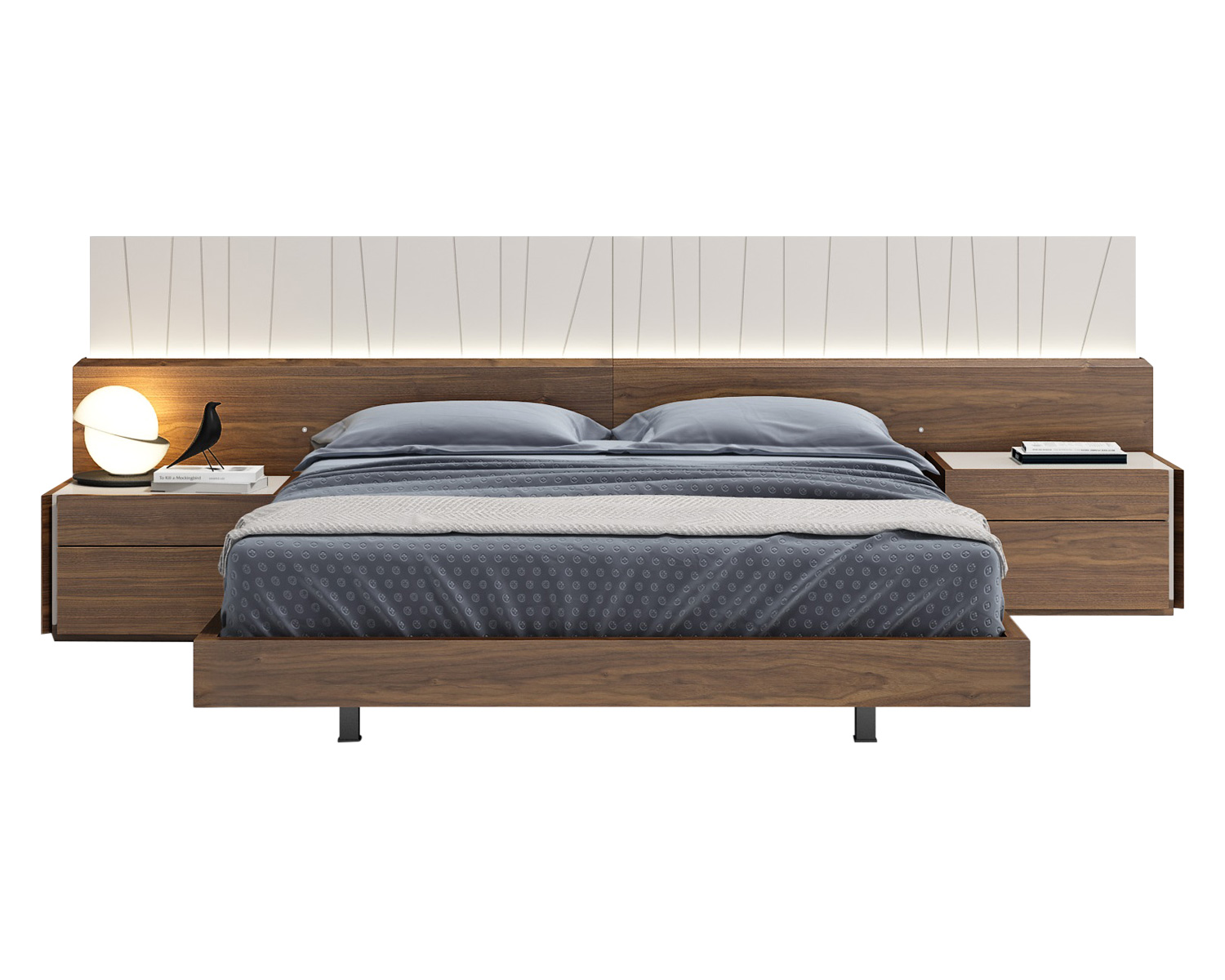 J&M Porto Nightstand - Left Facing, Walnut