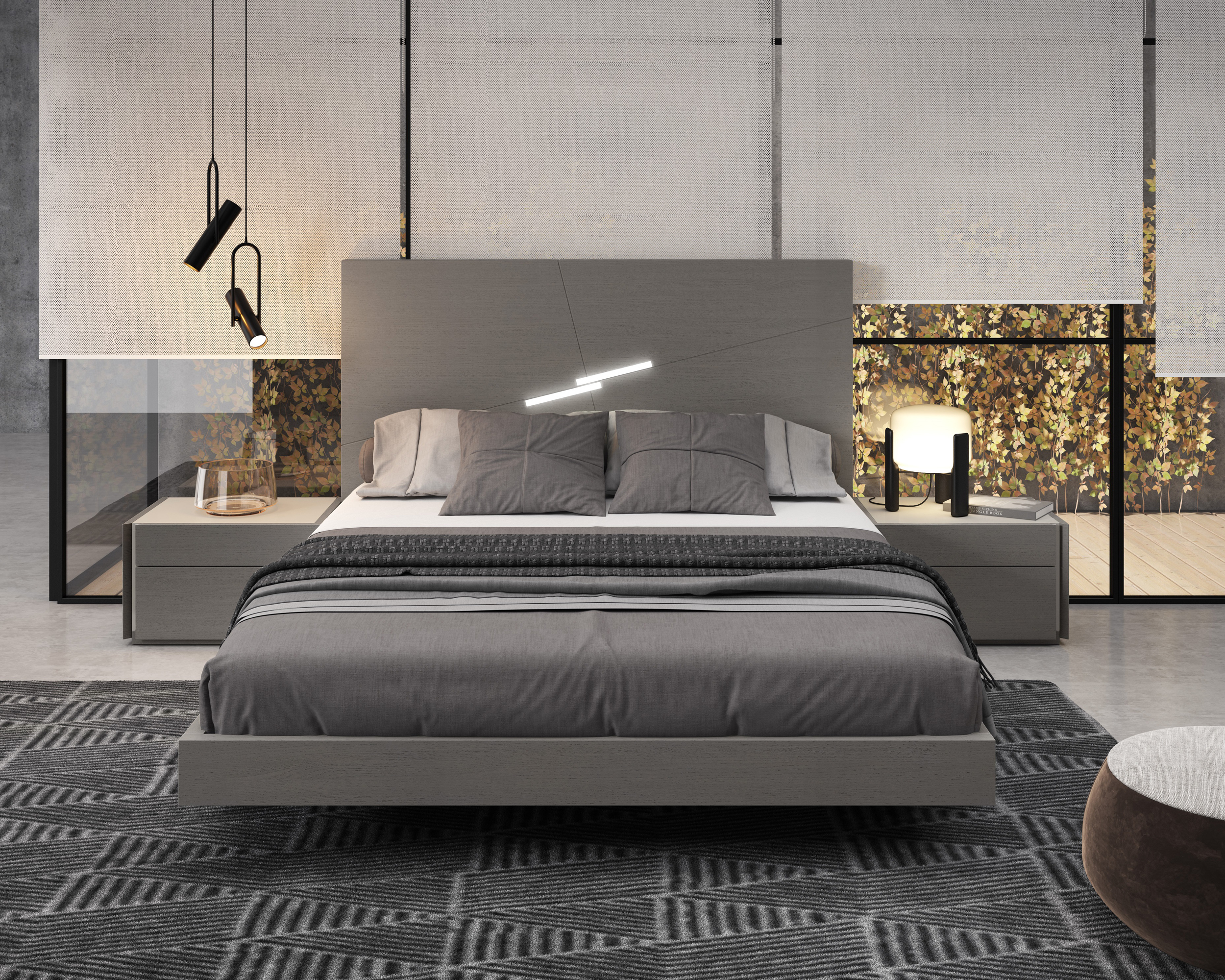 J&M Faro Queen Size Bed - Gray