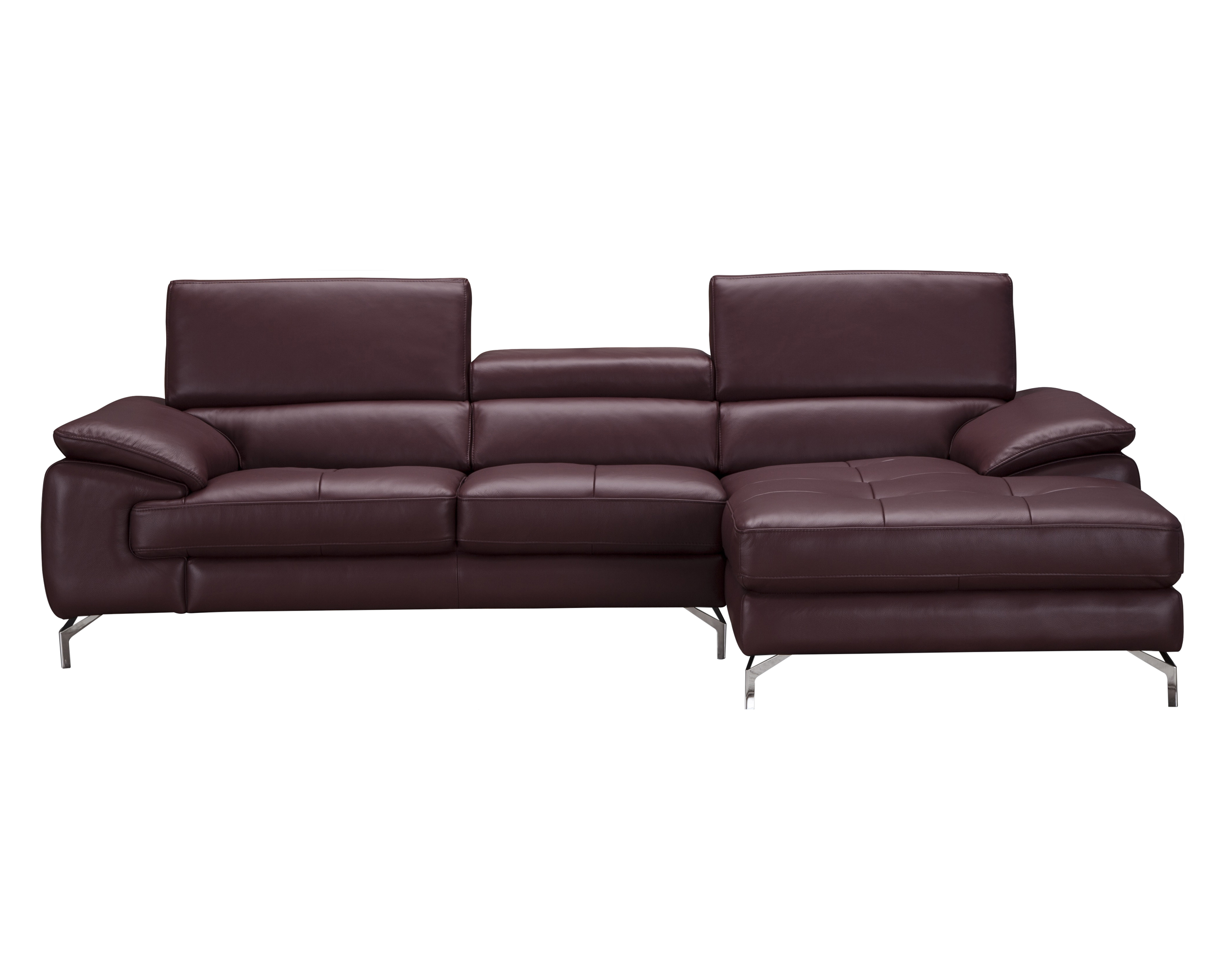 J&M A973B Italian Leather Mini Sectional - Right Facing Chaise, Maroon
