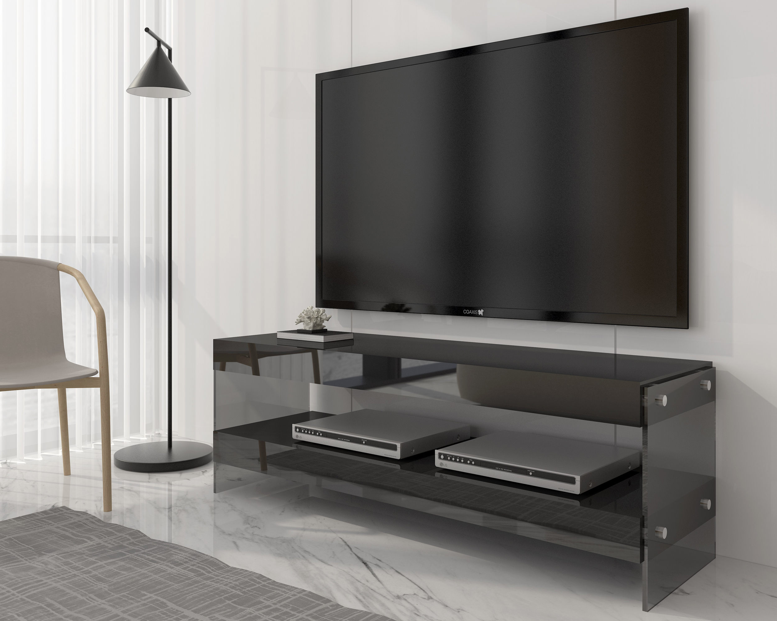 J&M Cloud Mini TV Base - Gray, High Gloss