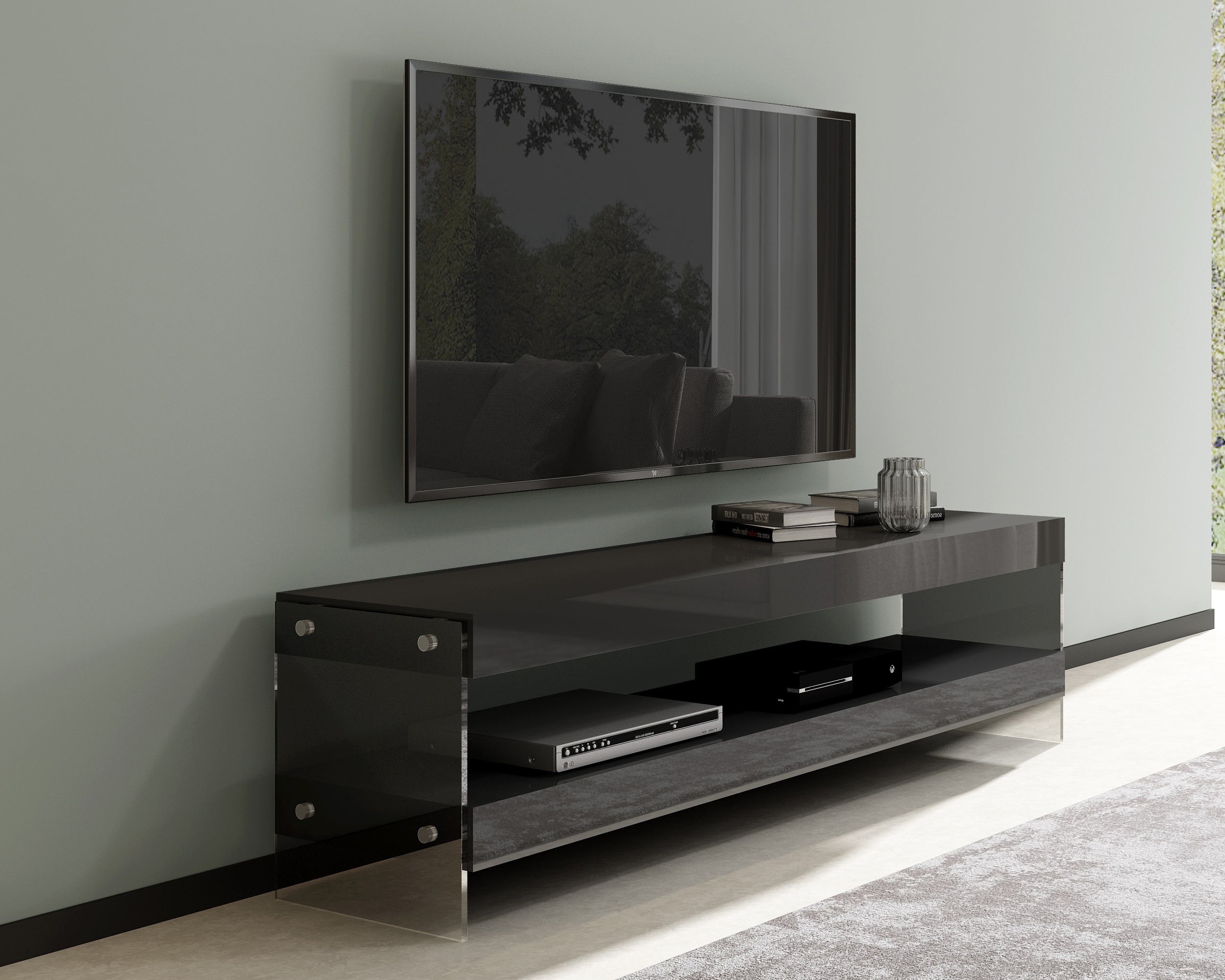J&M Cloud TV Base - Gray, High Gloss