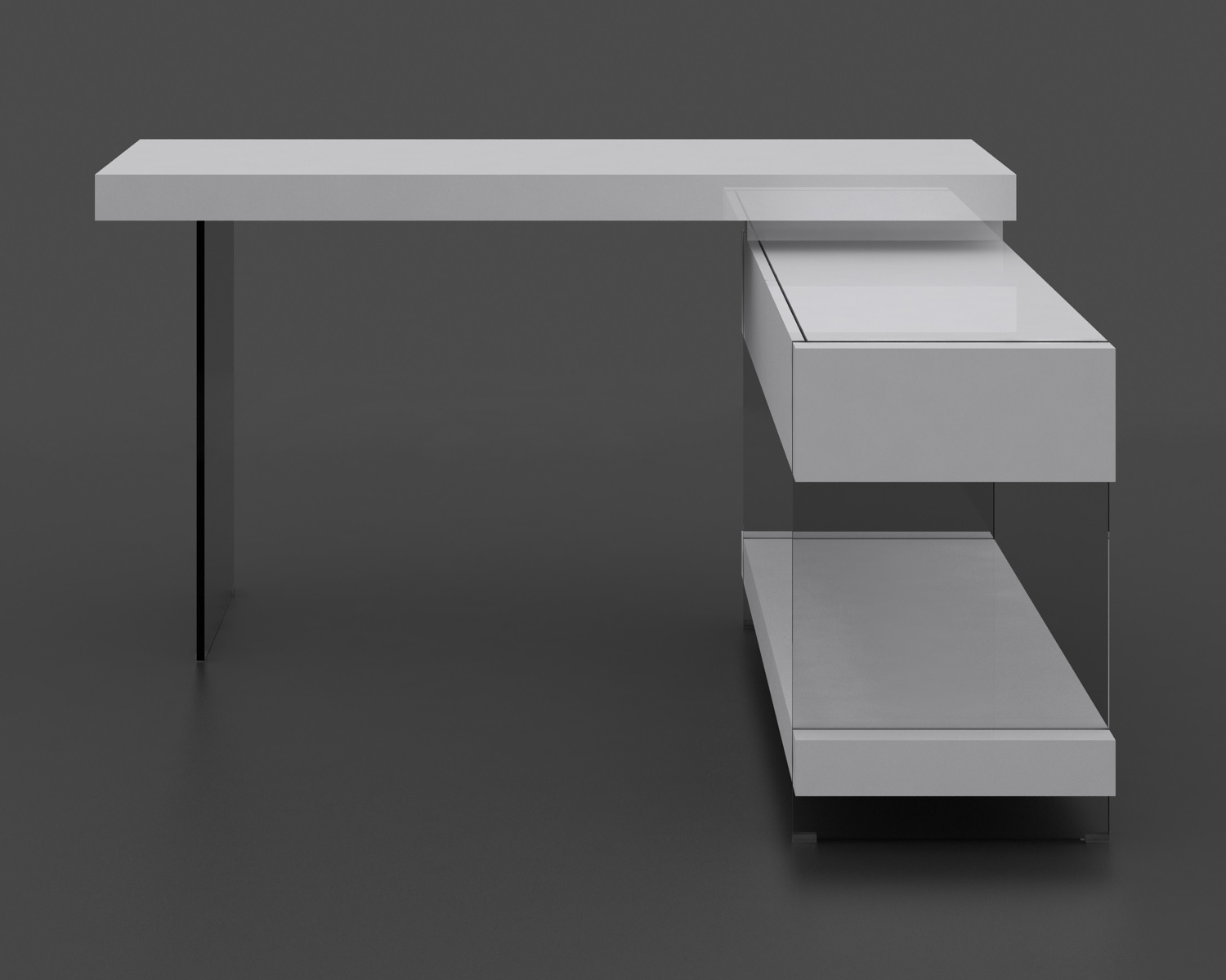 J&M Cloud Desk - White, High Gloss