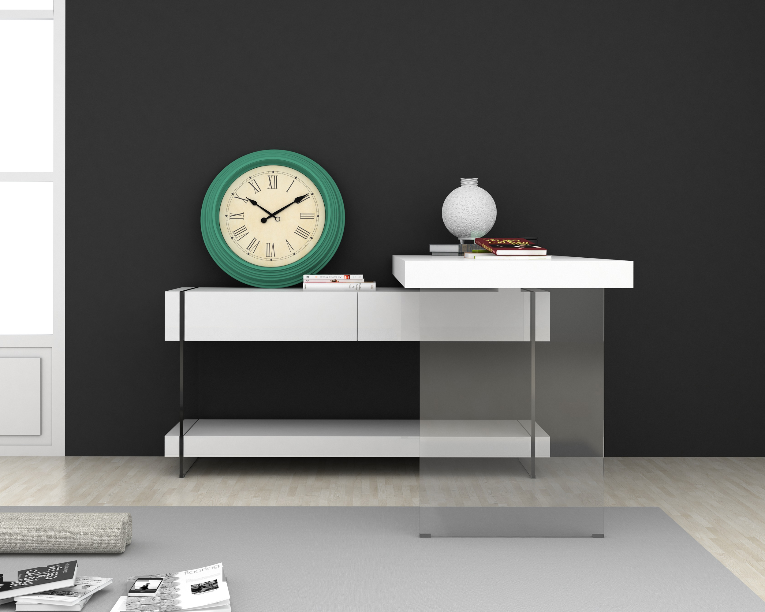 J&M Cloud Desk - White, High Gloss