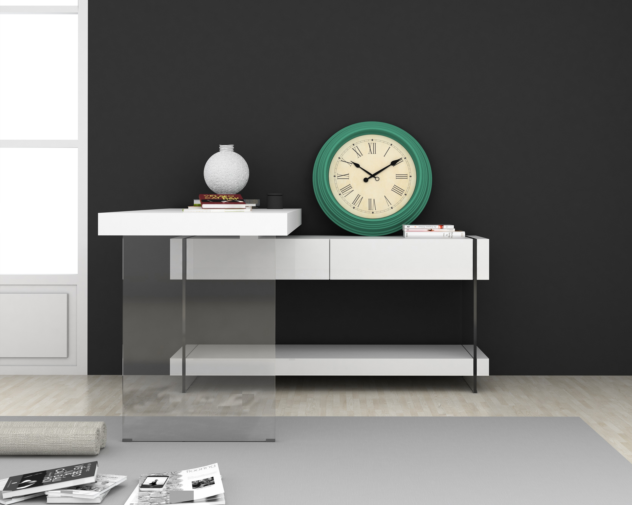 J&M Cloud Desk - White, High Gloss