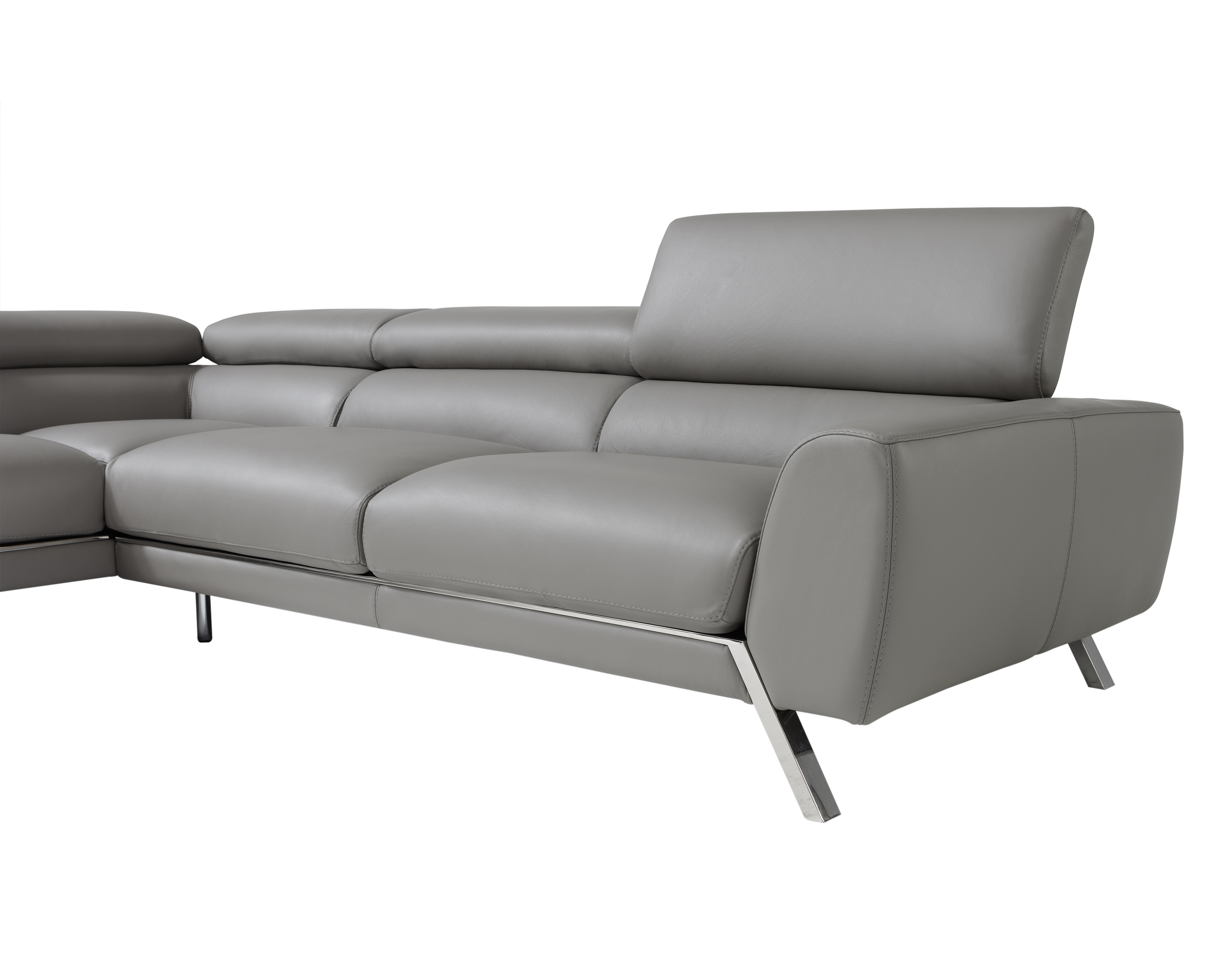 J&M Mood Gray Leather Sectional - Left Hand Facing, Gray