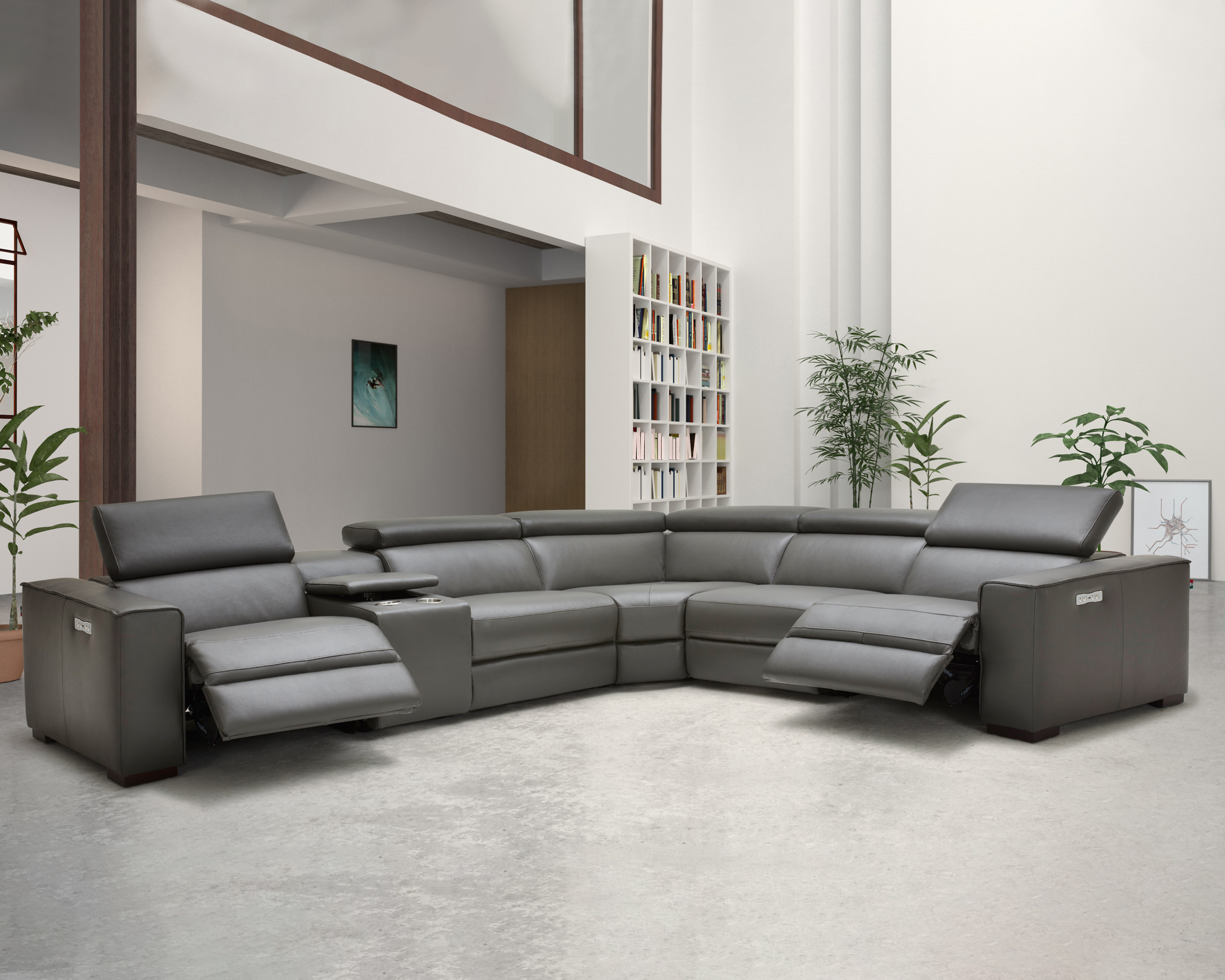 J&M Picasso Motion Sectional - Dark Gray