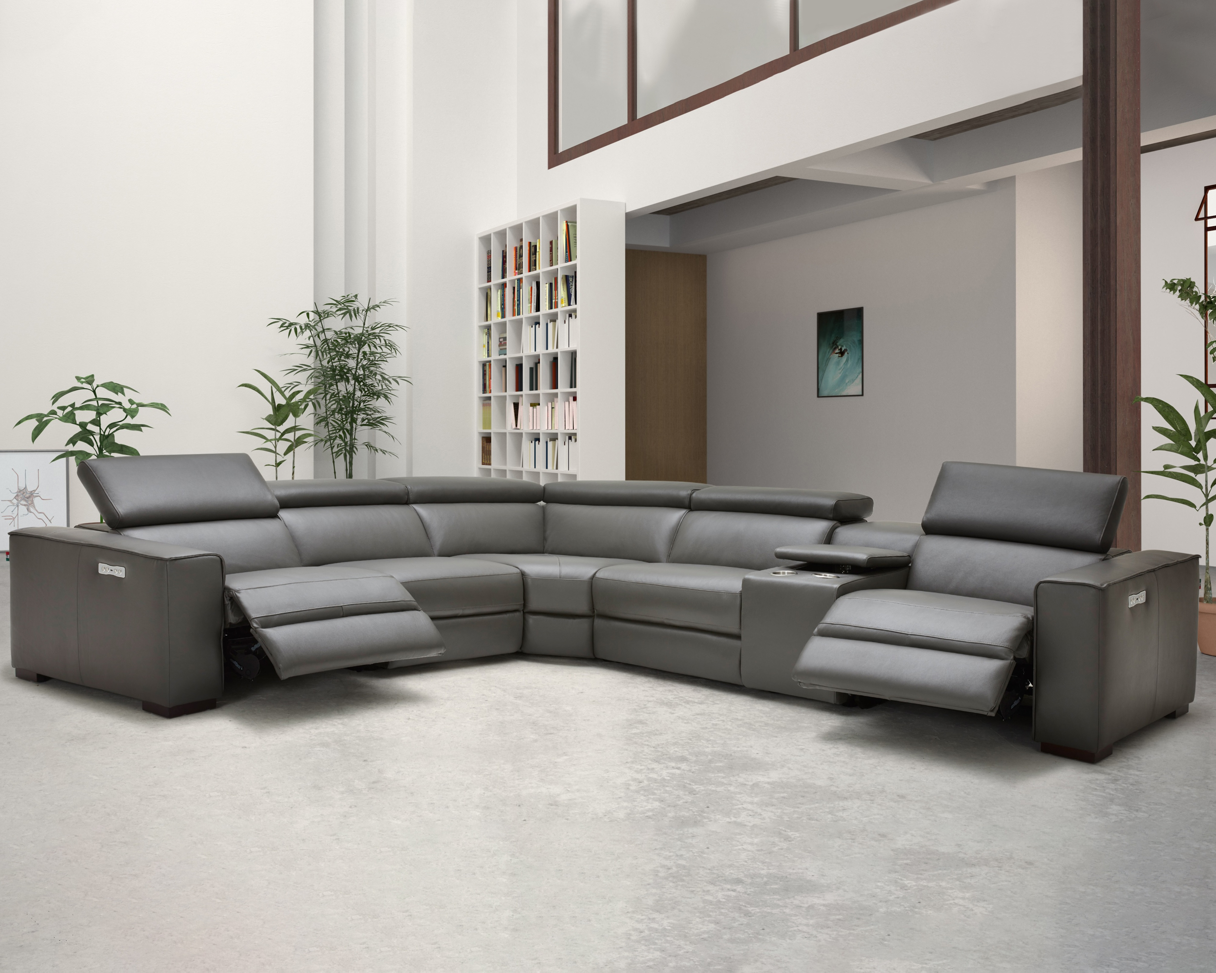 J&M Picasso Motion Sectional - Dark Gray