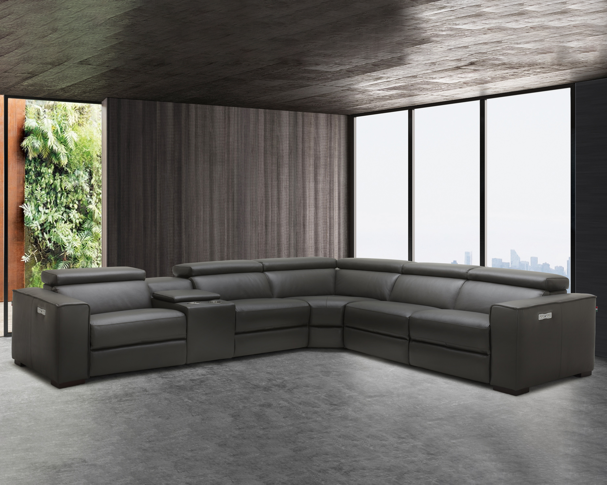 J&M Picasso Motion Sectional - Dark Gray