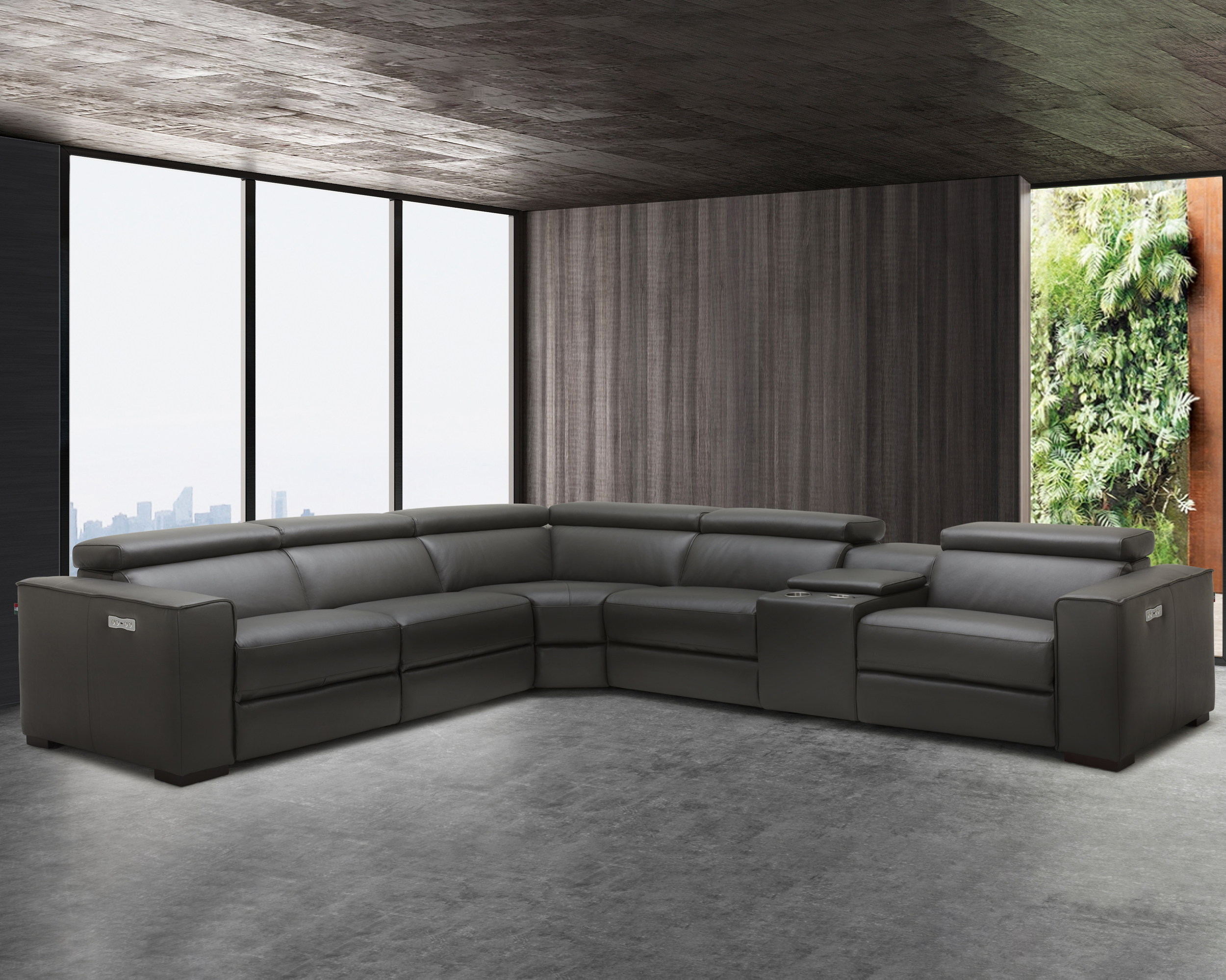 J&M Picasso Motion Sectional - Dark Gray