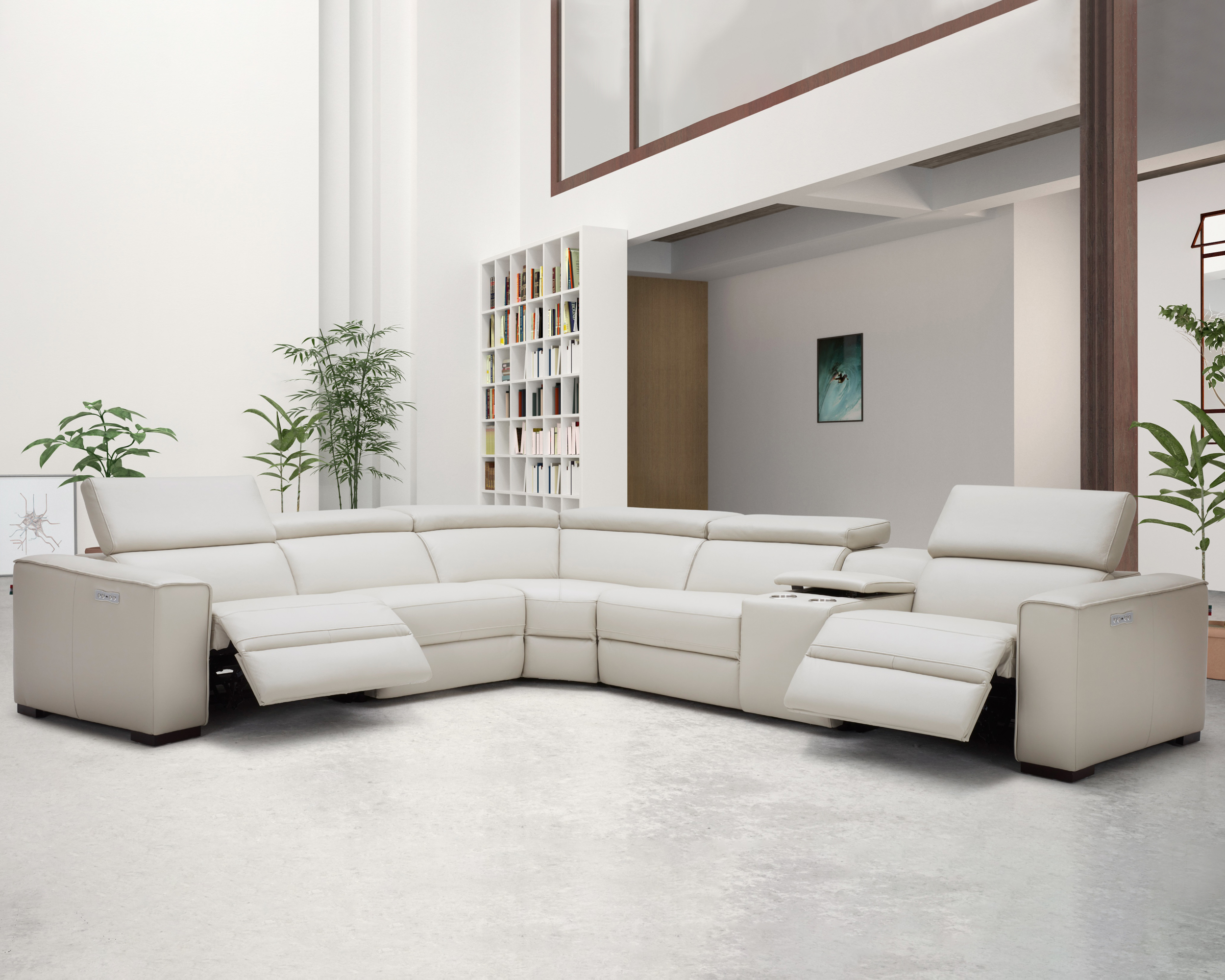 J&M Picasso Motion Sectional - Silver Gray