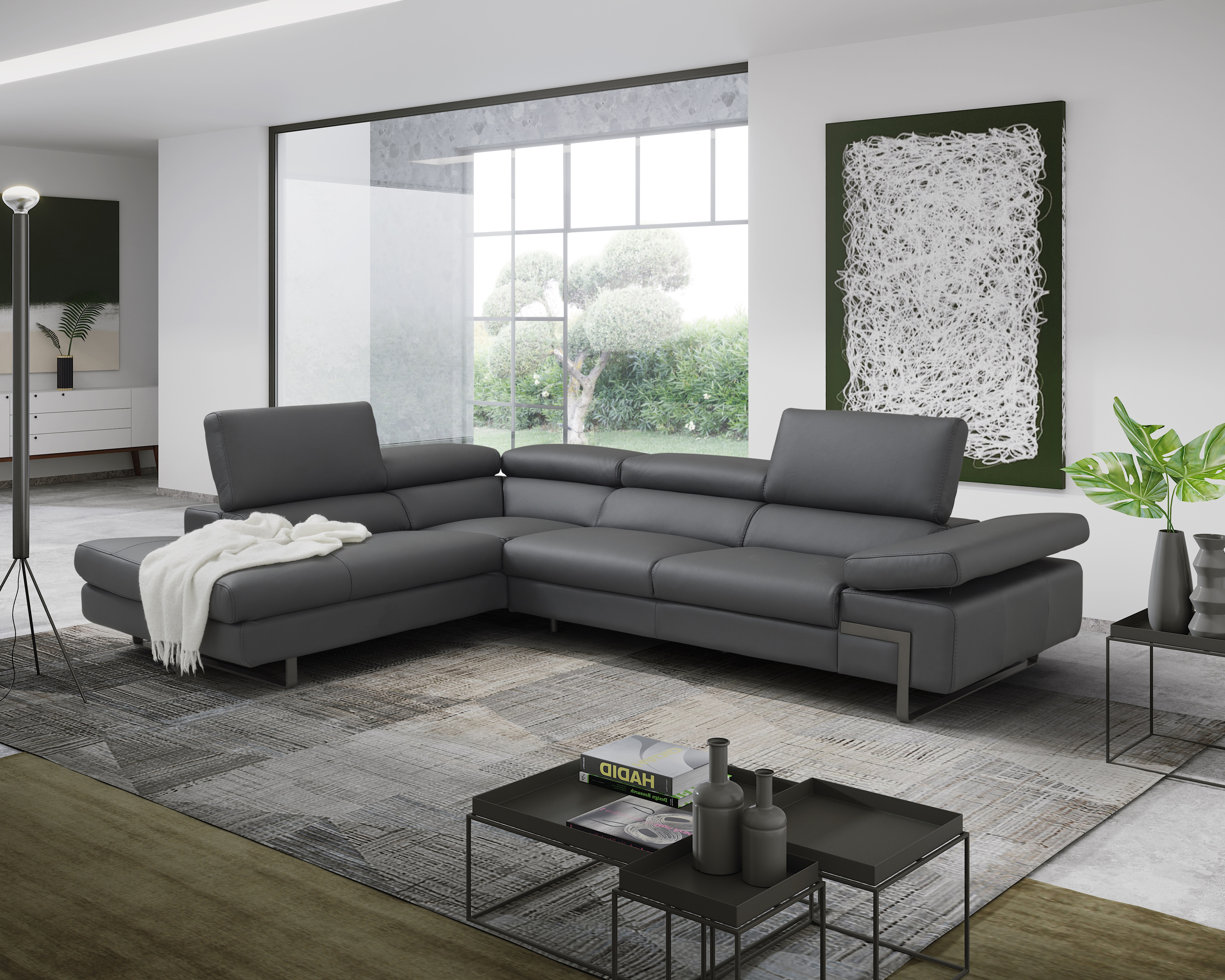 J&M I716 Sectional - Left Hand Facing Chaise, Gray