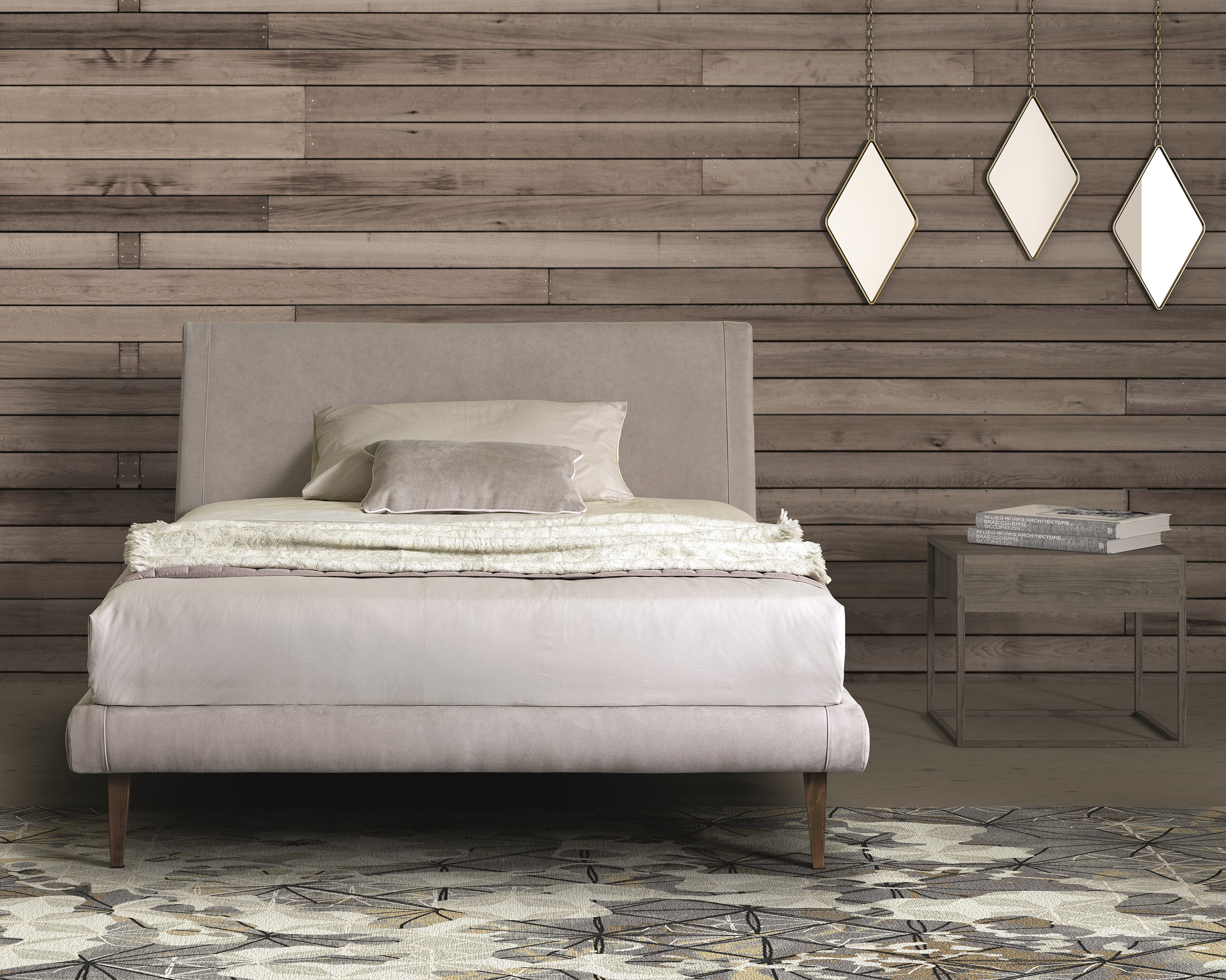J&M Metropolitan Queen Bed - Taupe, Fabric