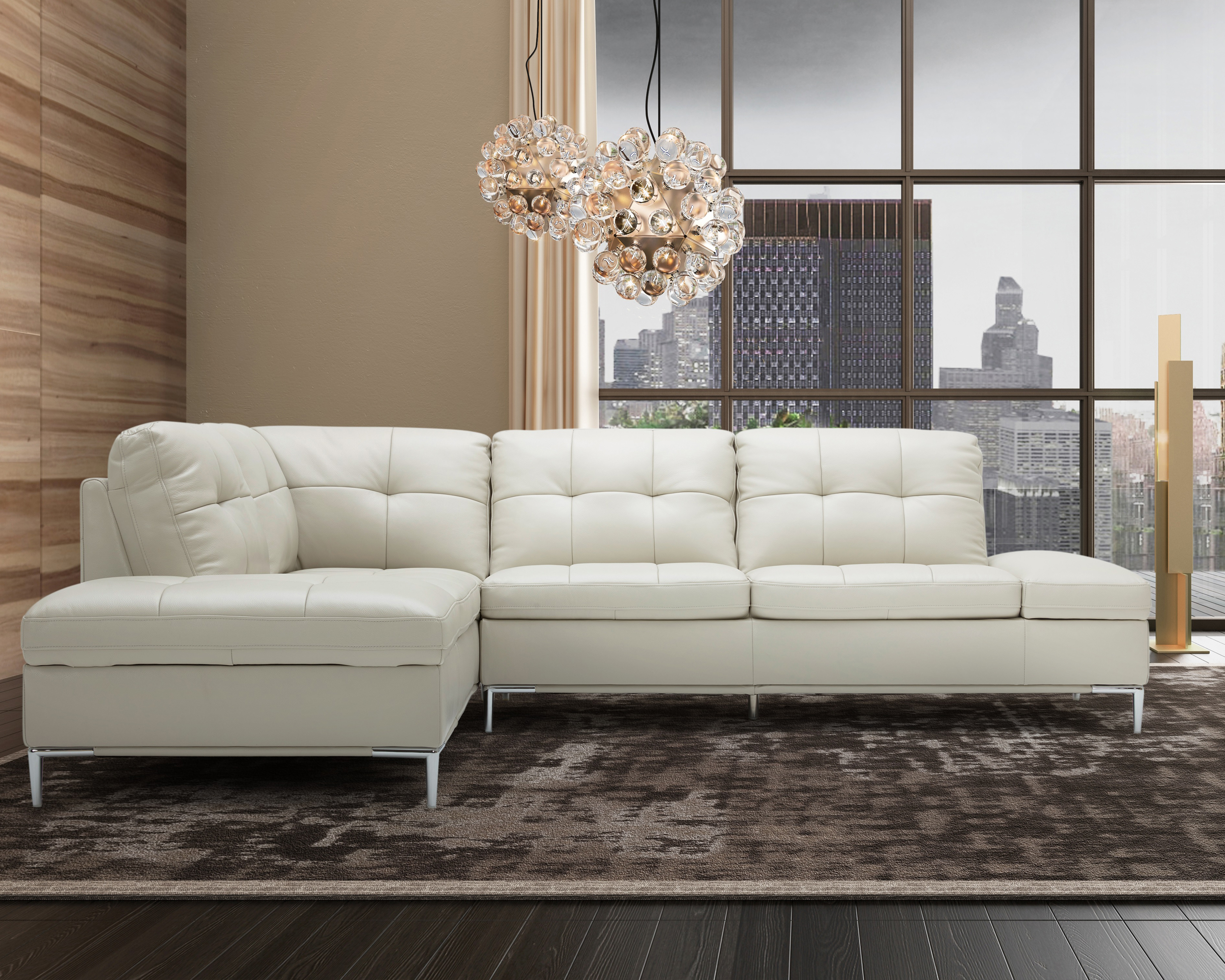J&M Leonardo Sectional - Left Hand Facing, Silver Gray