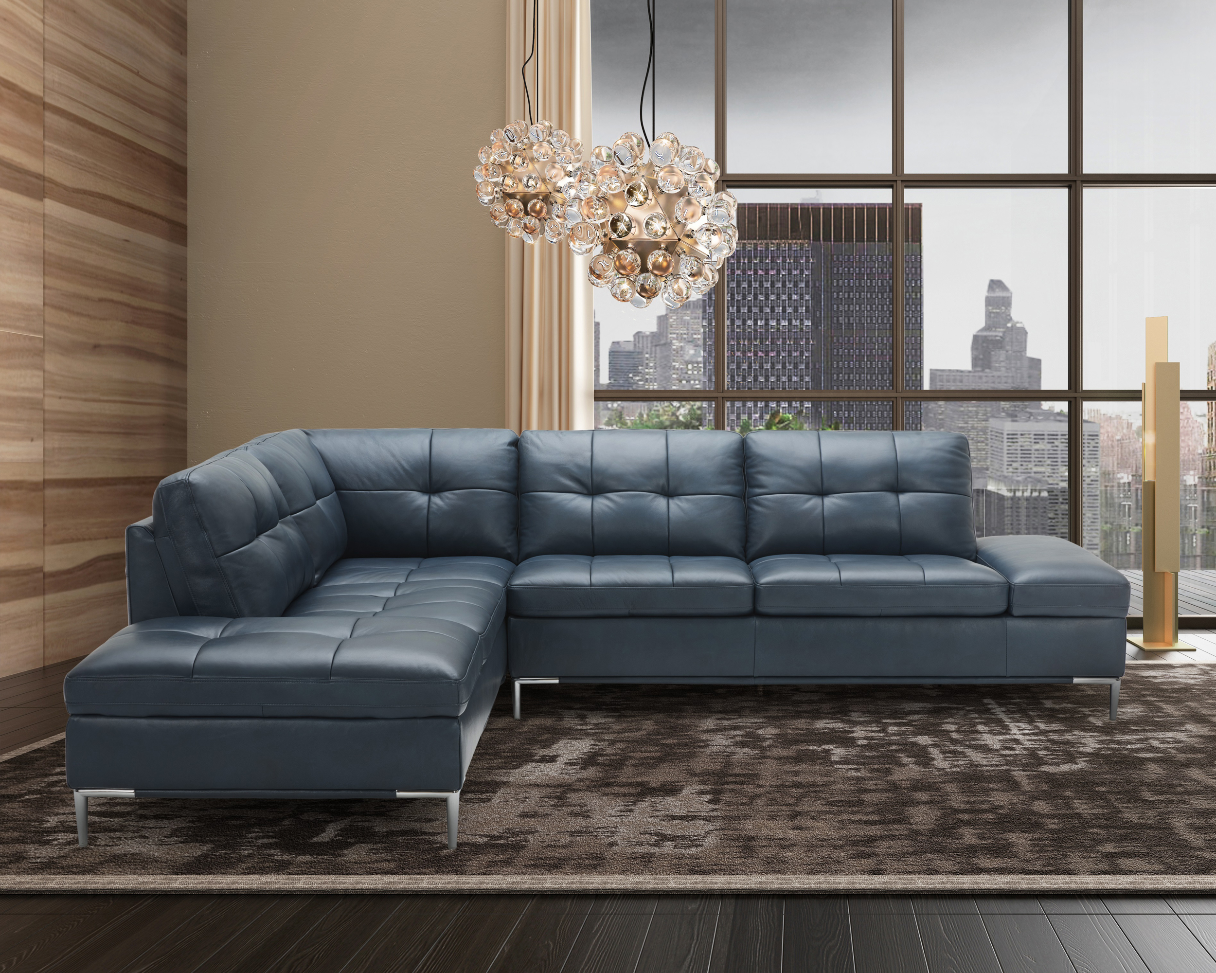 J&M Leonardo Sectional - Left Hand Facing, Blue