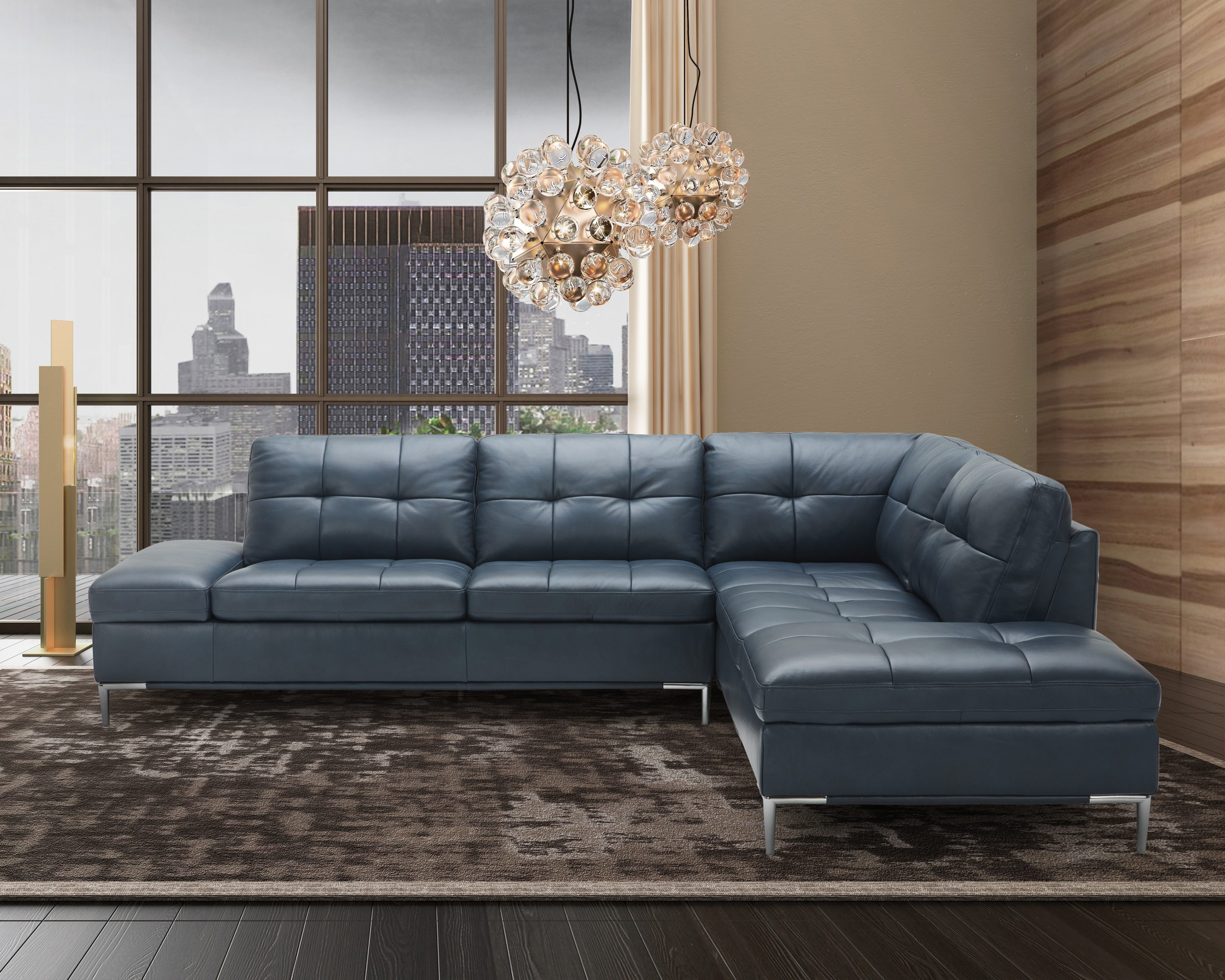 J&M Leonardo Sectional - Right Hand Facing, Blue
