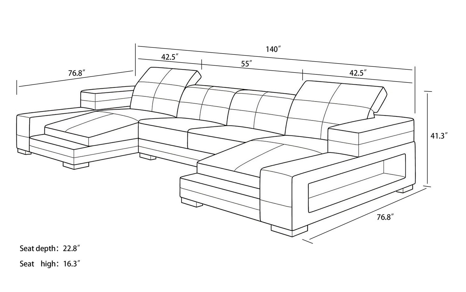 Jubilee - Ainslee Modern Sectional Couch with Led