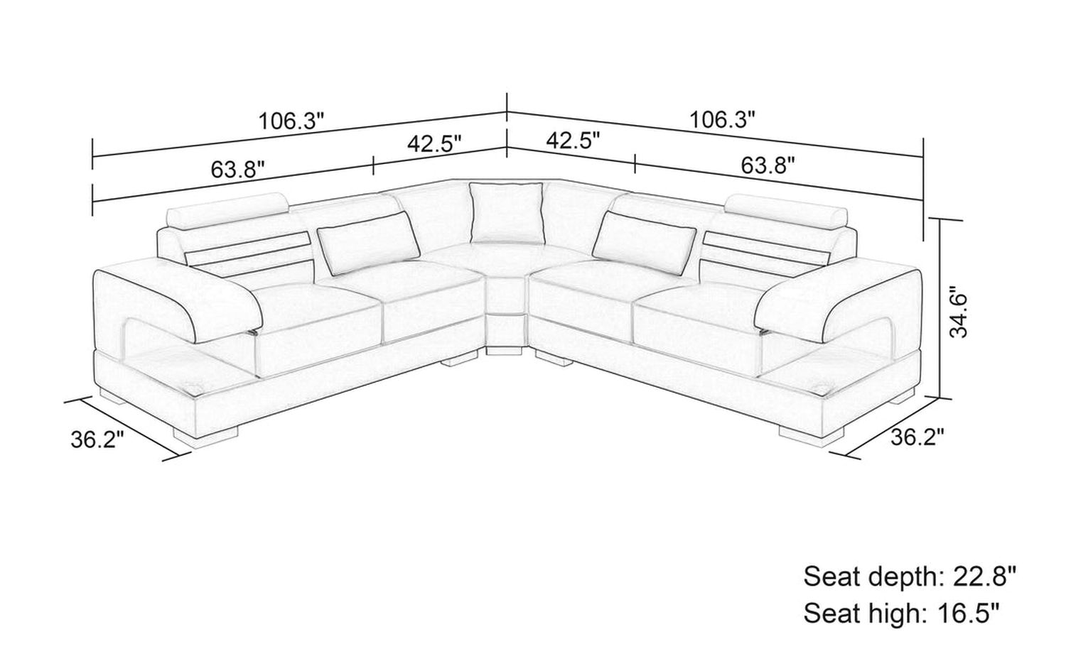Jubilee - Eleese Modern Sectional with Led